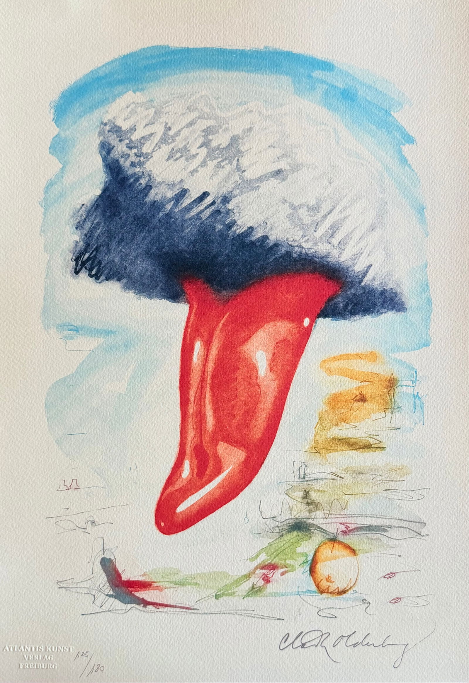 Claes Oldenburg - Cloud with Tongue over London: Claes Oldenburg "Cloud with Tongue over London" Chromolitograph after an original work. Print-signed lower right. Numbered lower left. Excellent conditions. Shipped with care in solid tube, fast