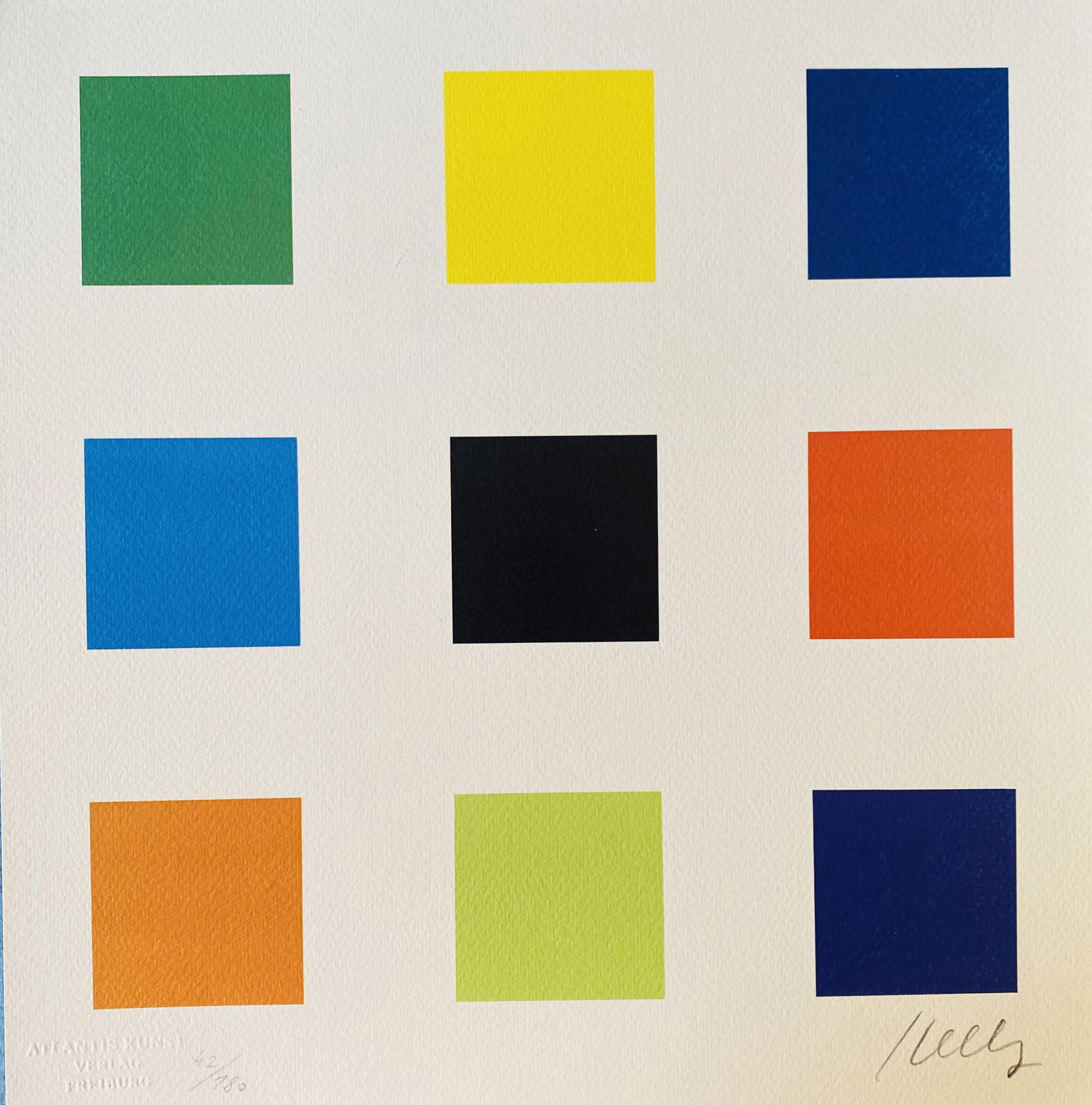 Ellsworth Kelly - Nine Squares: Ellsworth Kelly "Nine Squares" Chromolitograph after an original work. Numbered lower left. Excellent conditions. Shipped with care in solid tube, fast shipping in 3-4 days all over the world, 1-2