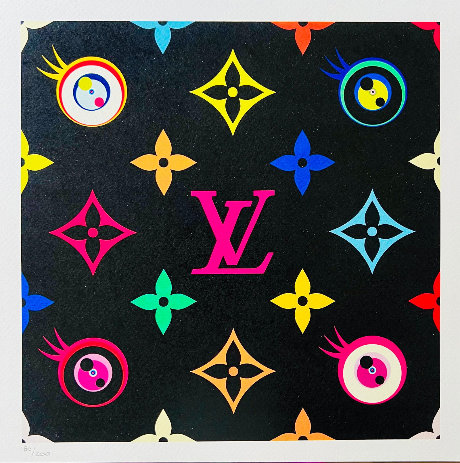 Takashi Murakami - Eye Love Superflat: Takahi Murakami "Eye Love Superflat" Chromolitograph after an original work. Numbered lower left. Excellent conditions. Shipped with care in solid tube, fast shipping in 3-4 days all over the world,