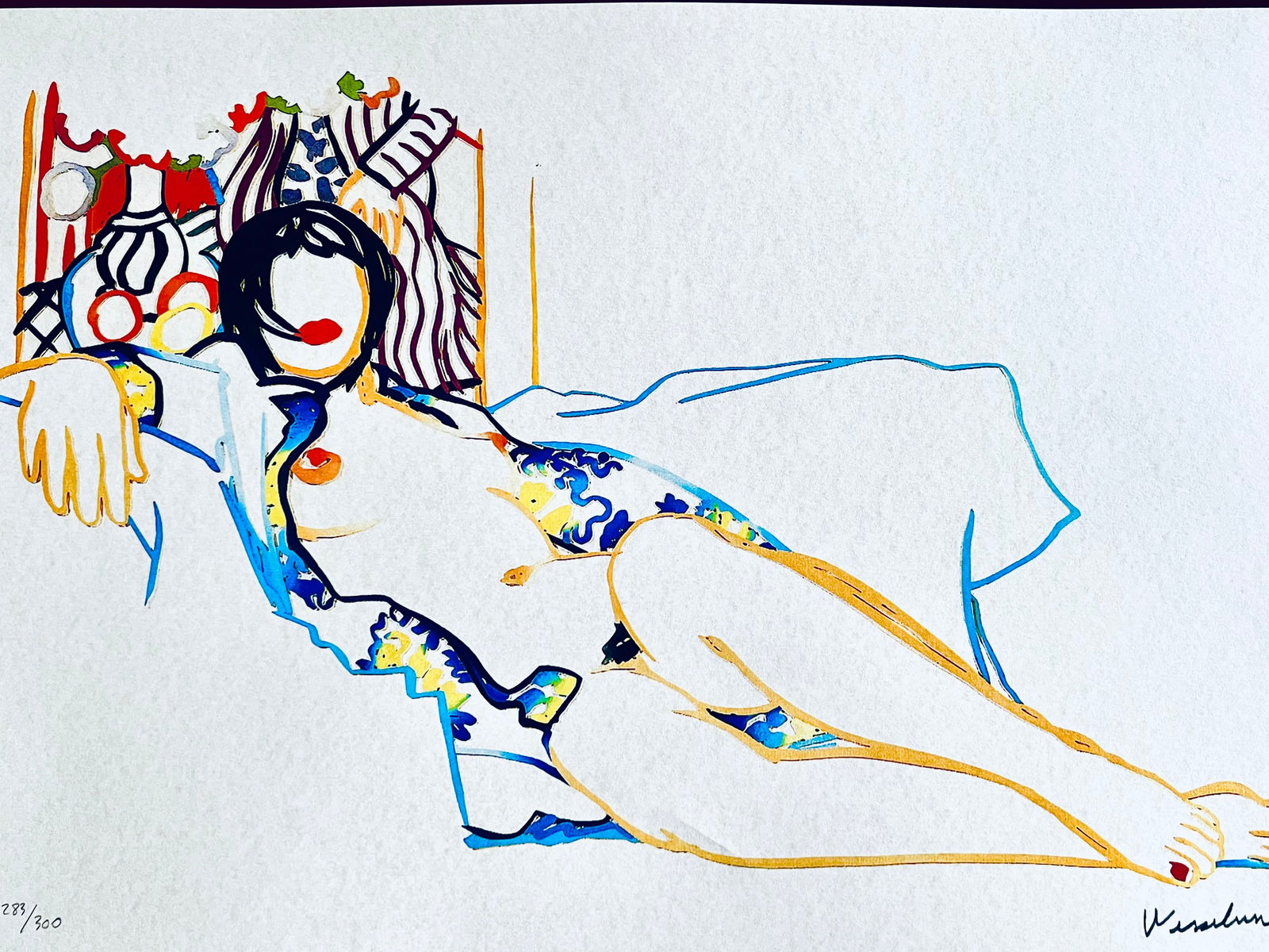 Tom Wesselmann - Nude study with Bedroom Painting: Tom Wesselmann "Nude study with Bedroom Painting" Chromolitograph after an original work. Print-signed lower right. Numbered lower left. Excellent conditions. Shipped with care in solid tube, fast