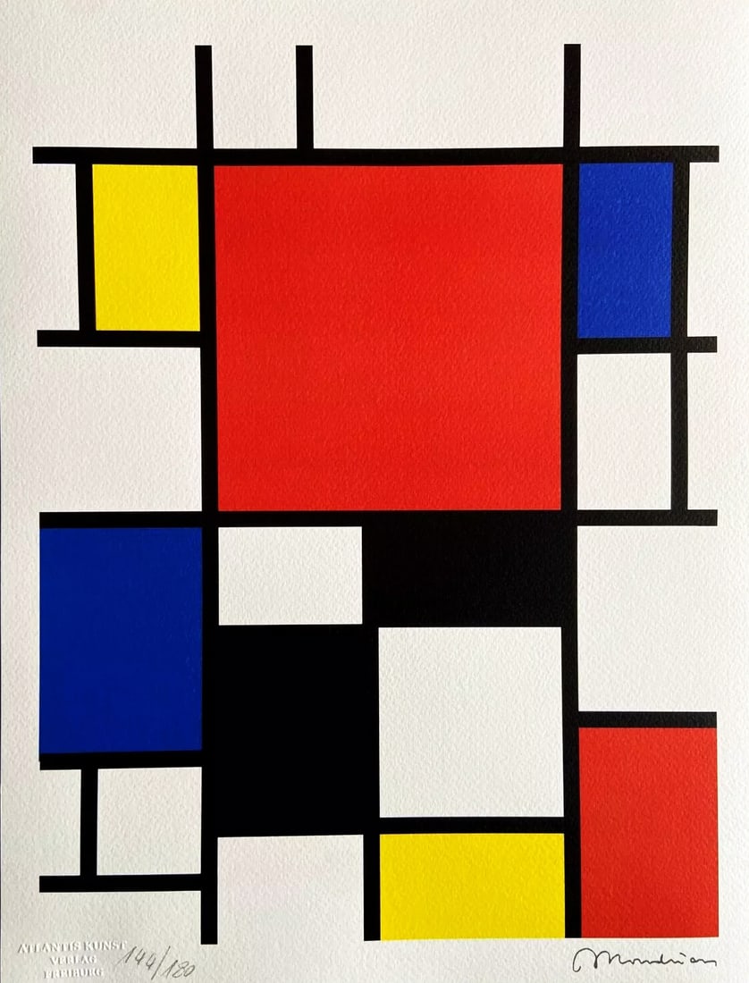 Piet Mondrian - Untitled: Piet Mondrian "Untitled" Chromolitograph after an original work. Print-signed lower right, numbered lower left.Excellent conditions. Shipped with care in solid tube, fast shipping in 3-4 days all