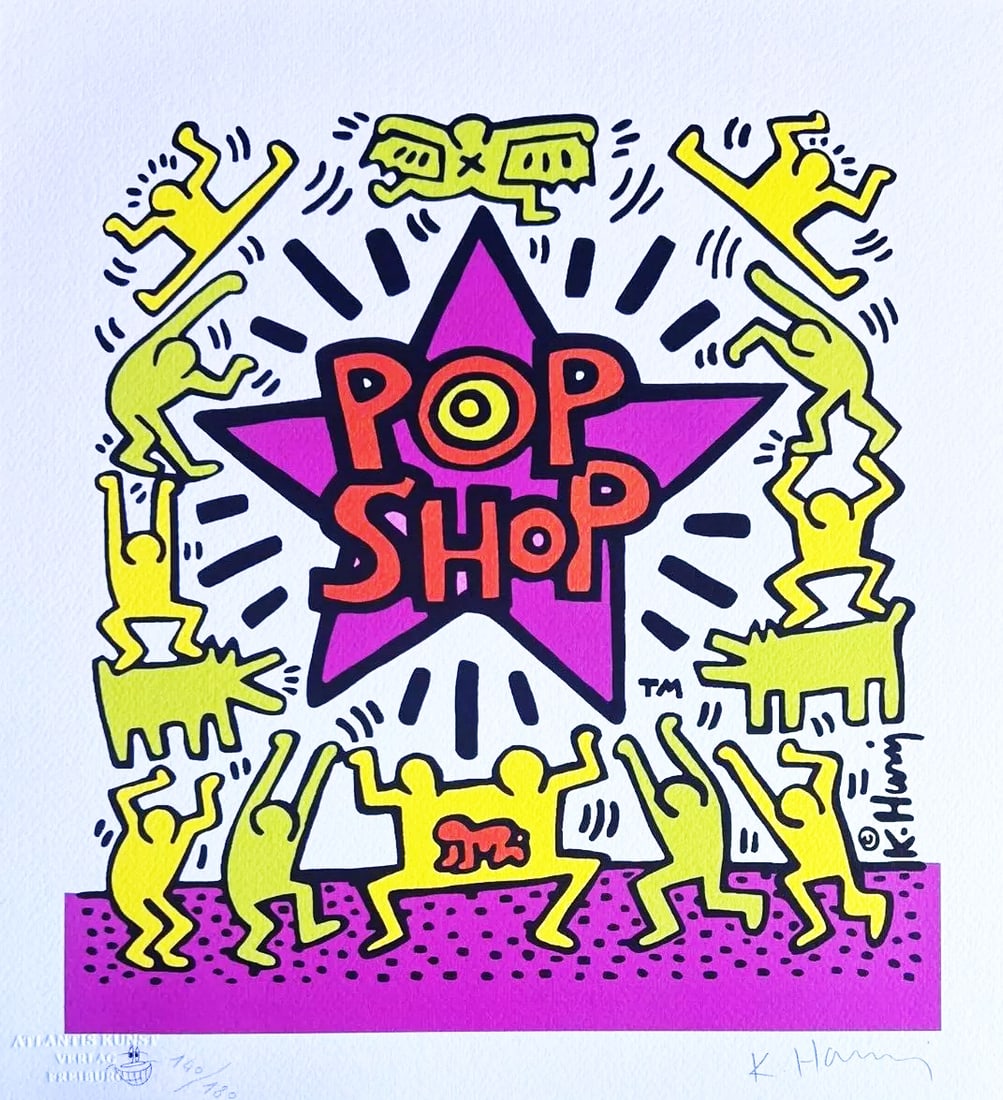 Keith Haring - Pop Shop: Keith Haring "Pop Shop" Chromolitograph after an original work. Print-signed lower right, numbered lower left.Excellent conditions. Shipped with care in solid tube, fast shipping in 3-4 days all over