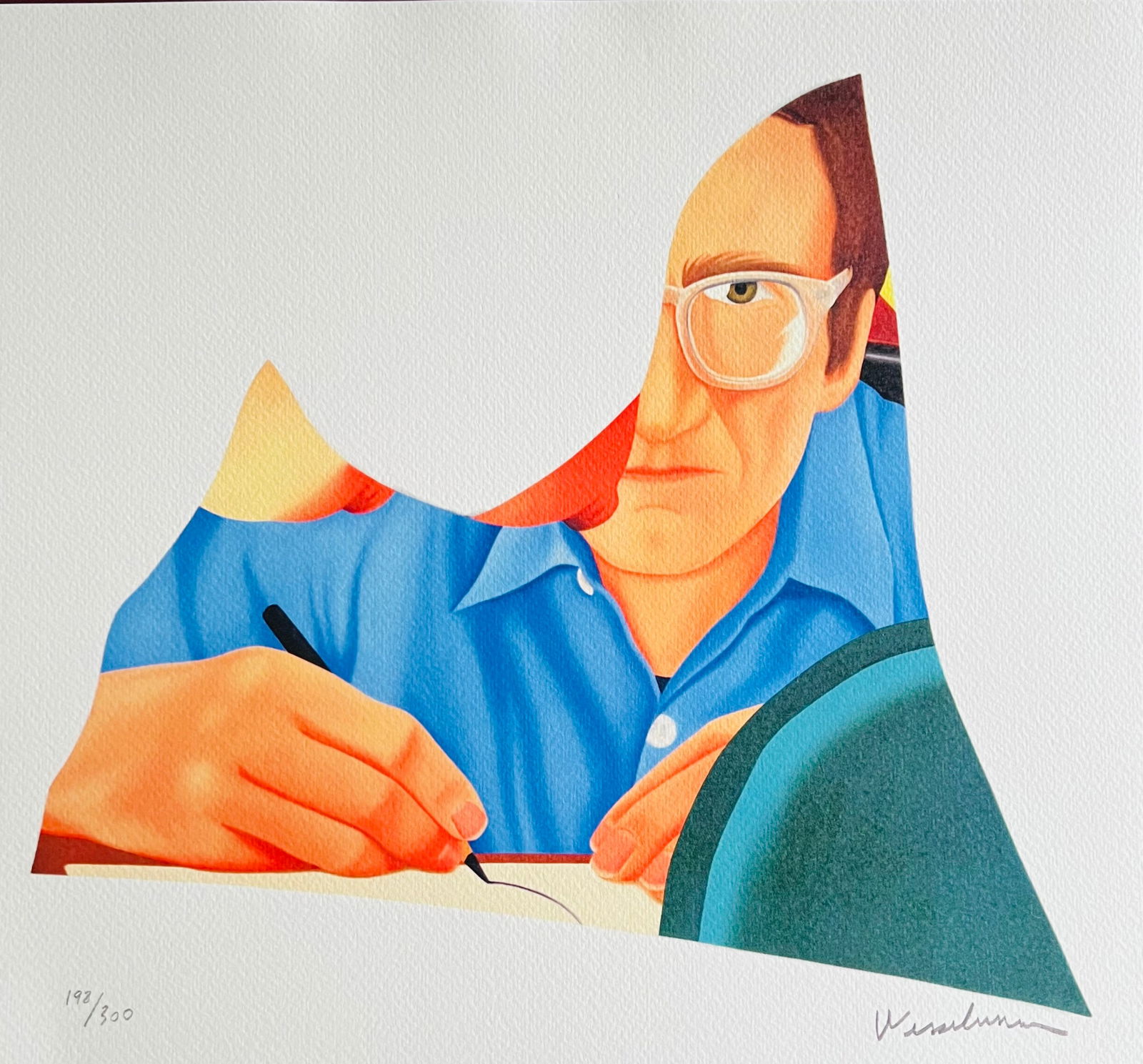 Tom Wesselmann - Selfportrait: Tom Wesselmann "Selfportrait" Chromolitograph after an original work. Print-signed lower right. Numbered lower left. Excellent conditions. Shipped with care in solid tube, fast shipping in 3-4 days