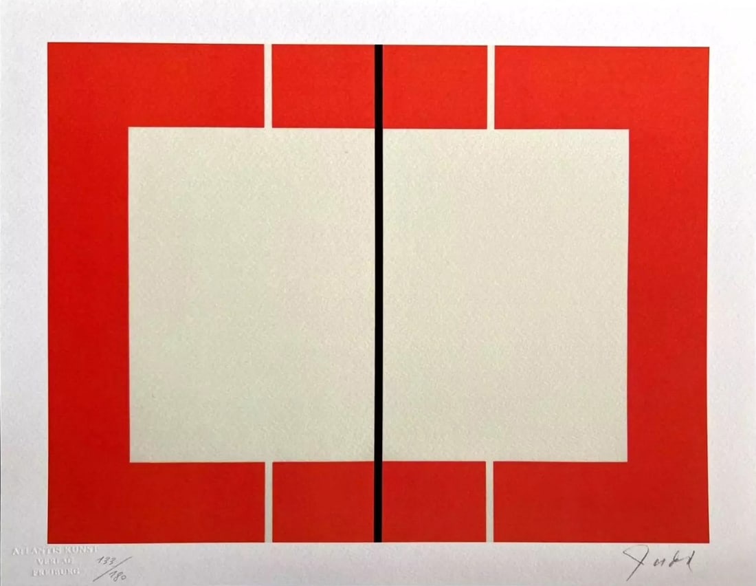 Donald Judd - Untitled: Donald Judd "Untitled" Chromolitograph after an original work. Print-signed lower right. Numbered lower left. Excellent conditions. Shipped with care in solid tube, fast shipping in 3-4 days all over