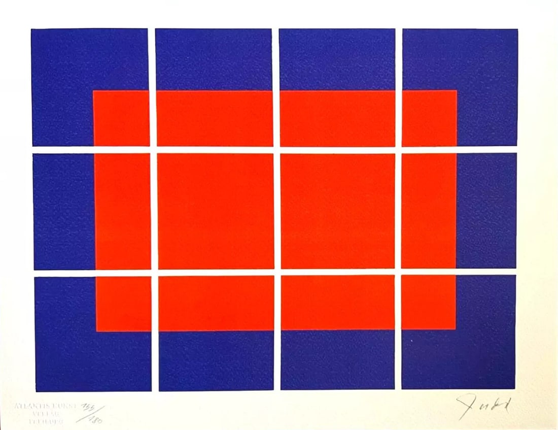 Donald Judd - Untitled: Donald Judd "Untitled" Chromolitograph after an original work. Print-signed lower right. Numbered lower left. Excellent conditions. Shipped with care in solid tube, fast shipping in 3-4 days all over