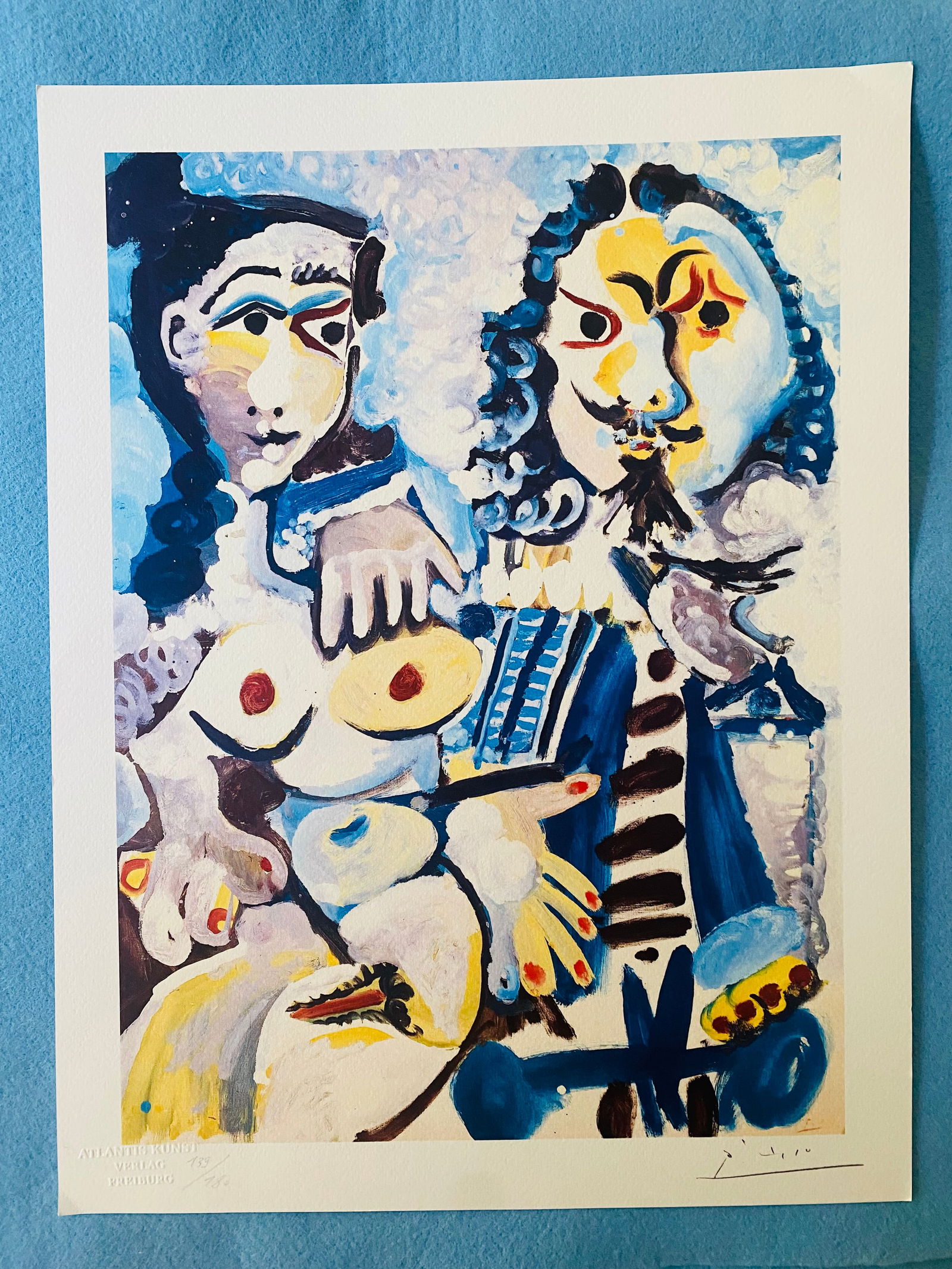 Pablo Picasso - Nude and Musketeer: Pablo Picasso "Nude and Musketeer" Chromolitograph after an original work. Print-signed lower right. Numbered lower left. Excellent conditions. Shipped with care in solid tube, fast shipping in 3-4