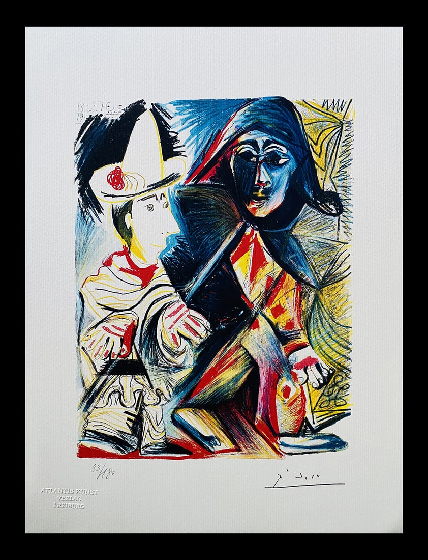 Pablo Picasso - Arlequin: Pablo Picasso "Arlequin" Chromolitograph after an original work. Print-signed lower right. Numbered lower left. Excellent conditions. Shipped with care in solid tube, fast shipping in 3-4 days all ove