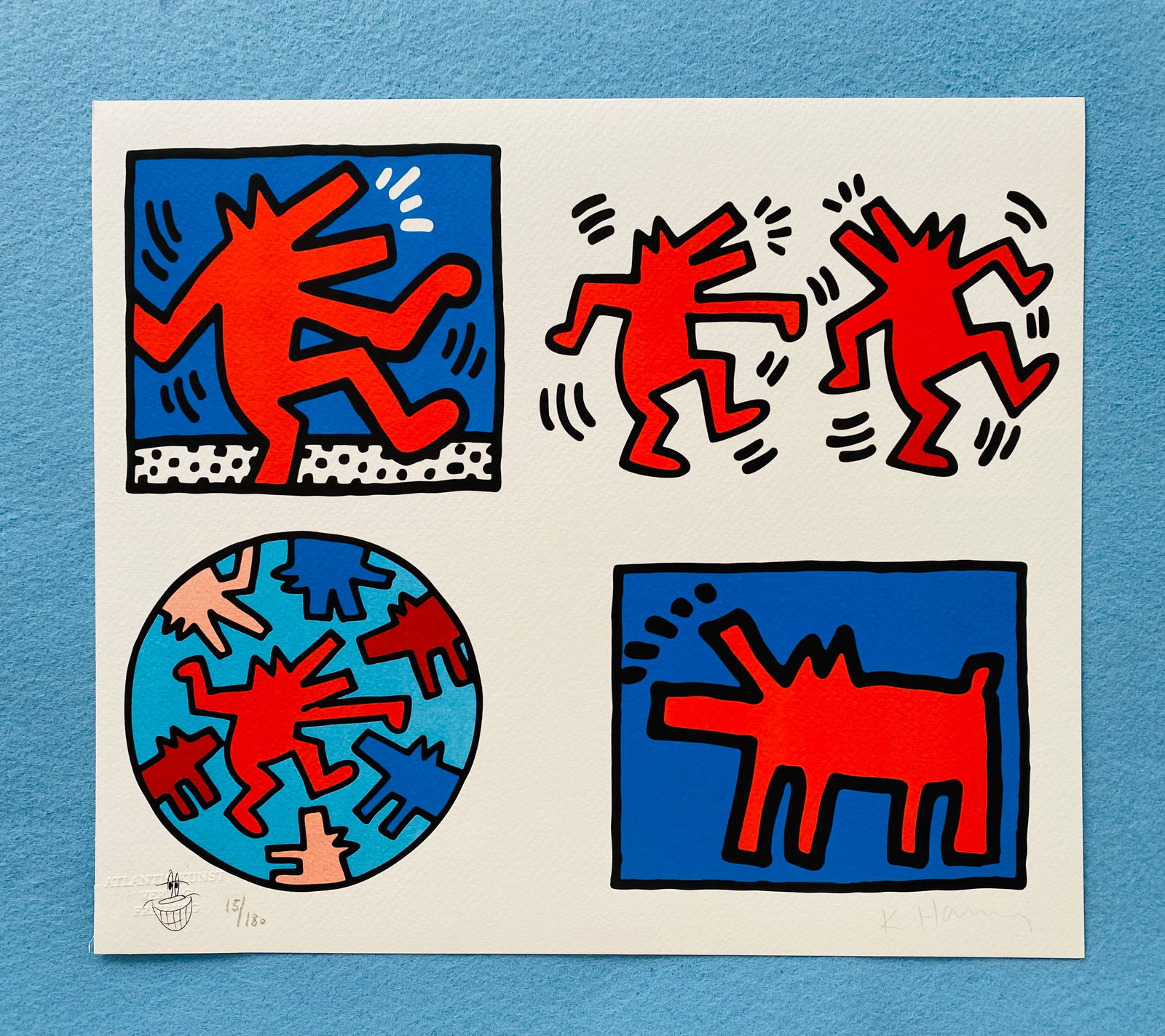 Keith Haring - Dogs: Keith Haring "Dogs" Chromolitograph after an original work. Print-signed lower right. Numbered lower left. Excellent conditions. Shipped with care in solid tube, fast shipping in 3-4 days all over the