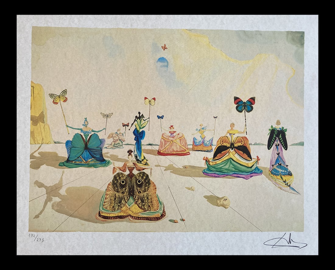 Salvador Dali - Women and Butterflies: Salvador Dali "Women and Butterflies" Chromolitograph after an original work. Print-signed lower right. Numbered lower left. Excellent conditions. Shipped with care in solid tube, fast shipping in