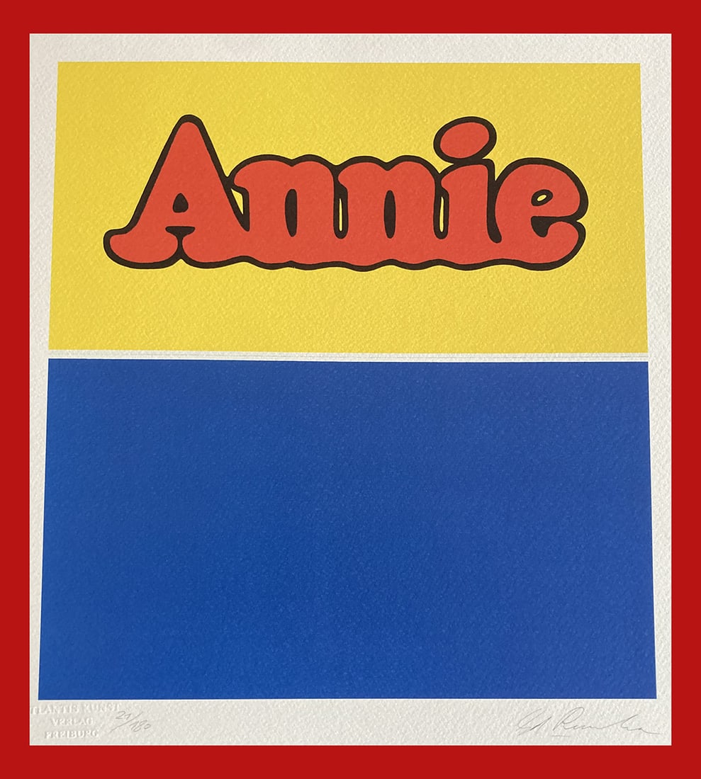 Ed Ruscha - Annie: Ed Ruscha "Annie" Chromolitograph after an original work. Print-signed lower right. Numbered lower left. Excellent conditions. Shipped with care in solid tube, fast shipping in 3-4 days all over the
