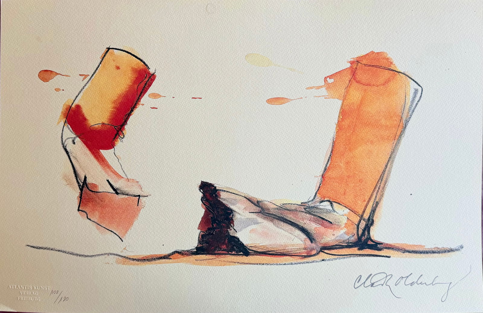 Claes Oldenburg - Fag End: Claes Oldenburg "Fag End" Chromolitograph after an original work. Print-signed lower right. Numbered lower left. Excellent conditions. Shipped with care in solid tube, fast shipping in 3-4 days all