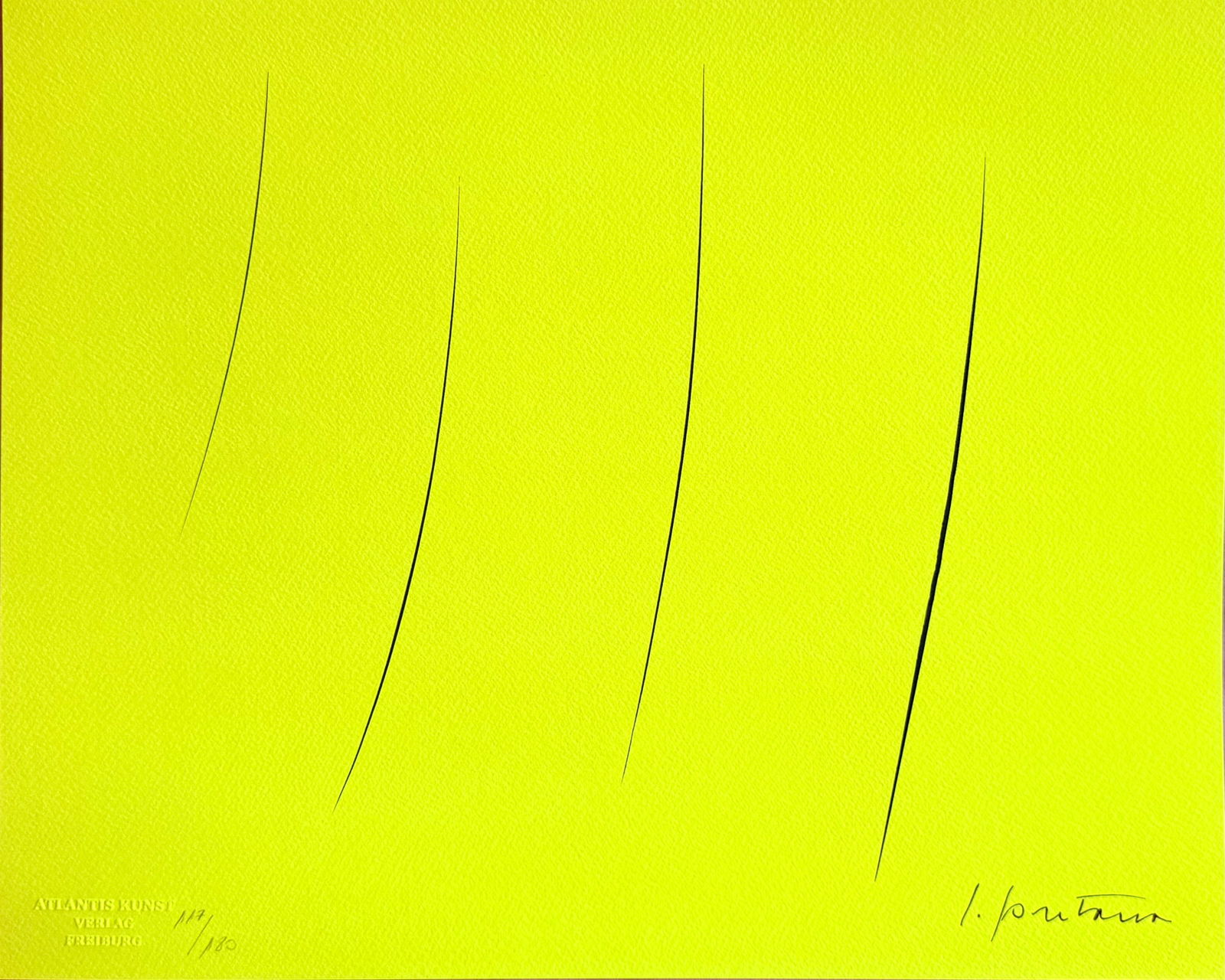 Lucio Fontana - Concept of Space: Lucio Fontana "Concept of Space" Chromolitograph after an original work. Print-signed lower right. Numbered lower left. Excellent conditions. Shipped with care in solid tube, fast shipping in 3-4