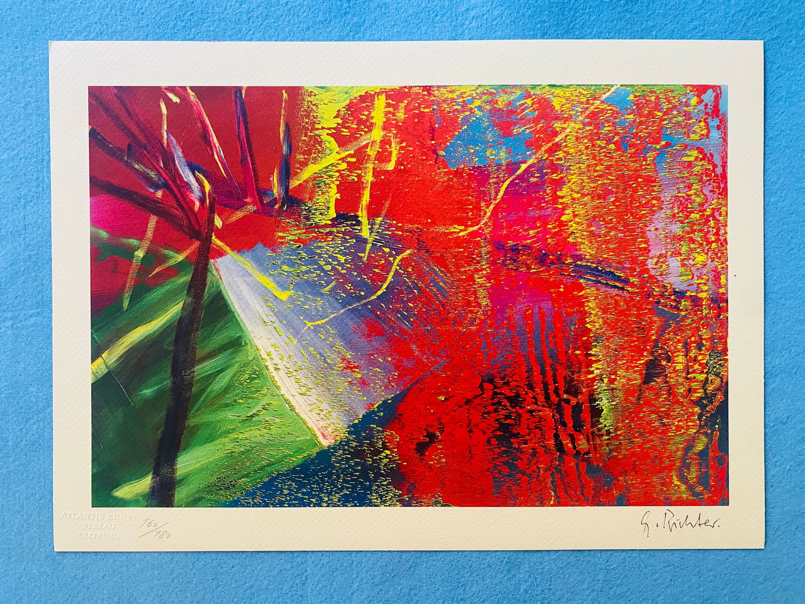 Gerhard Richter - Abstract Composition: Gerhard Richter "Abstract Composition" Chromolitograph after an original work. Print-signed lower right. Numbered lower left. Excellent conditions. Shipped with care in solid tube, fast shipping in 3-