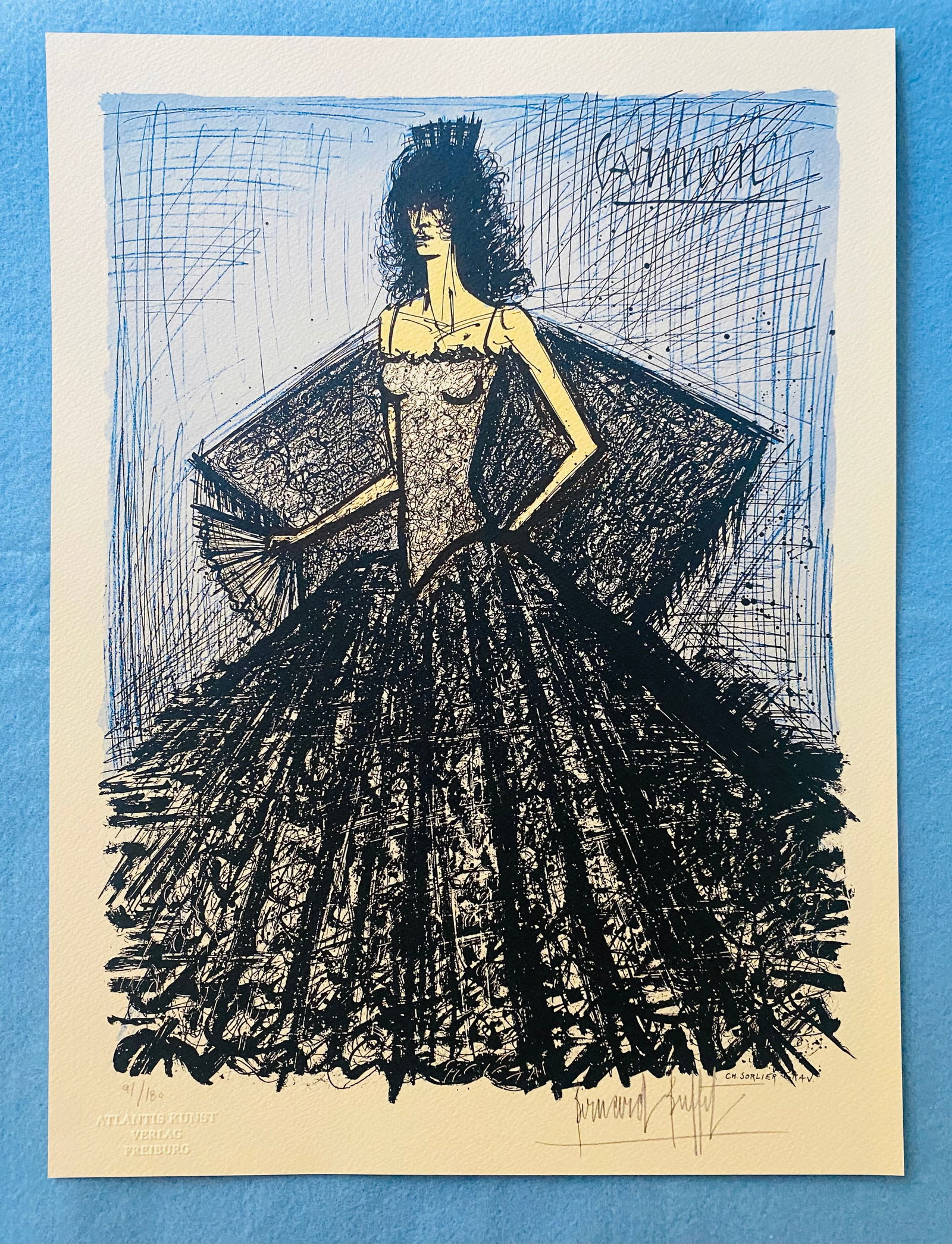 Bernard Buffet - Carmen: Bernard Buffet "Carmen" Chromolitograph after an original work. Print-signed lower right. Numbered lower left. Excellent conditions. Shipped with care in solid tube, fast shipping in 3-4 days all