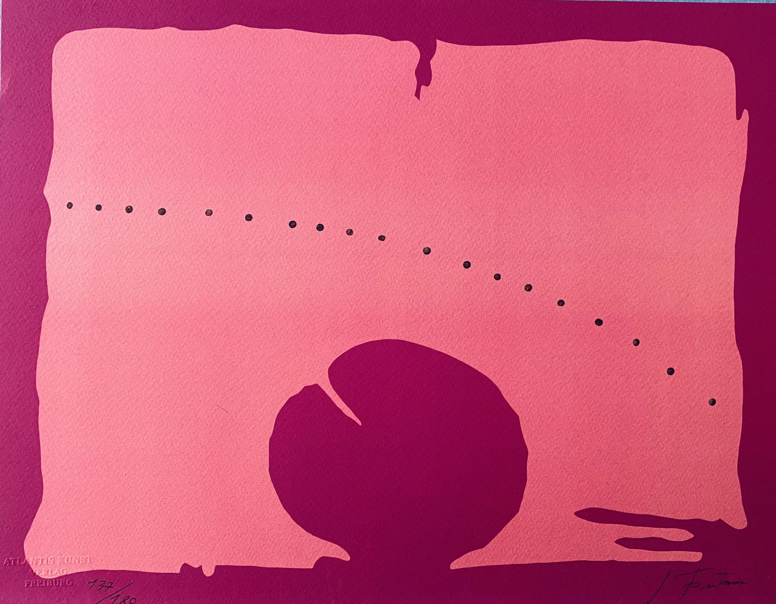 Lucio Fontana - Little Theatre: Lucio Fontana "Little Theatre" Chromolitograph after an original work. Print-signed lower right. Numbered lower left. Excellent conditions. Shipped with care in solid tube, fast shipping in 3-4 days