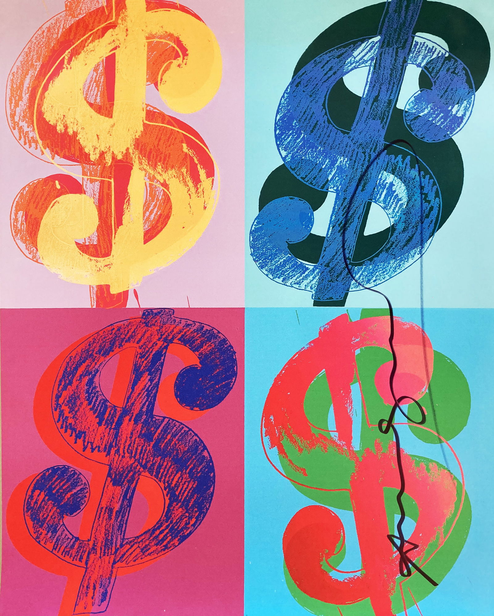 Andy Warhol - Dollar Sign: Andy Warhol "Dollar Sign" beautiful original HAND SIGNED poster on Lenox Paper attributed to the american pop art master Andy Warhol. Hand signed. Certificate of Edition with the stamp of the Warhol