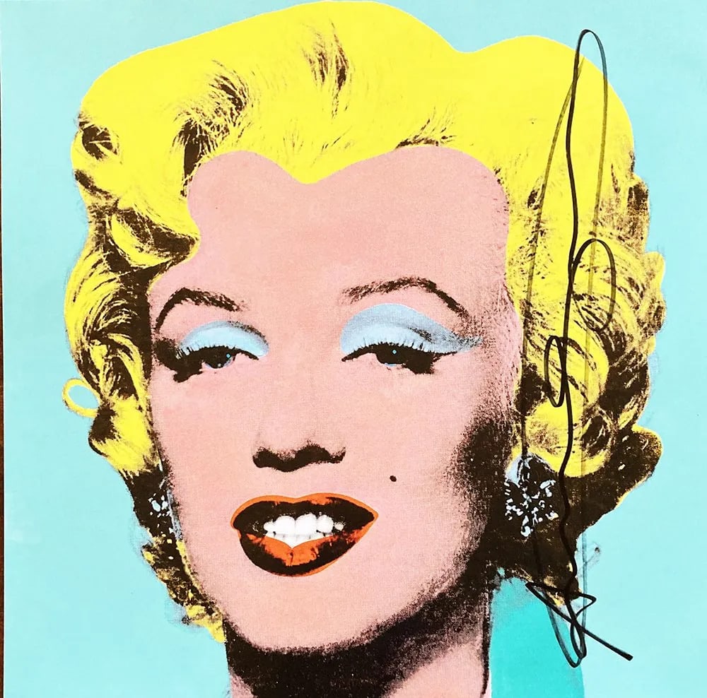 Andy Warhol - Sage Blue Marilyn: Andy Warhol "Sage Blue Marilyn" beautiful original HAND SIGNED poster on Lenox Paper attributed to the american pop art master Andy Warhol. Hand signed. Certificate of Edition with the stamp of the Wa