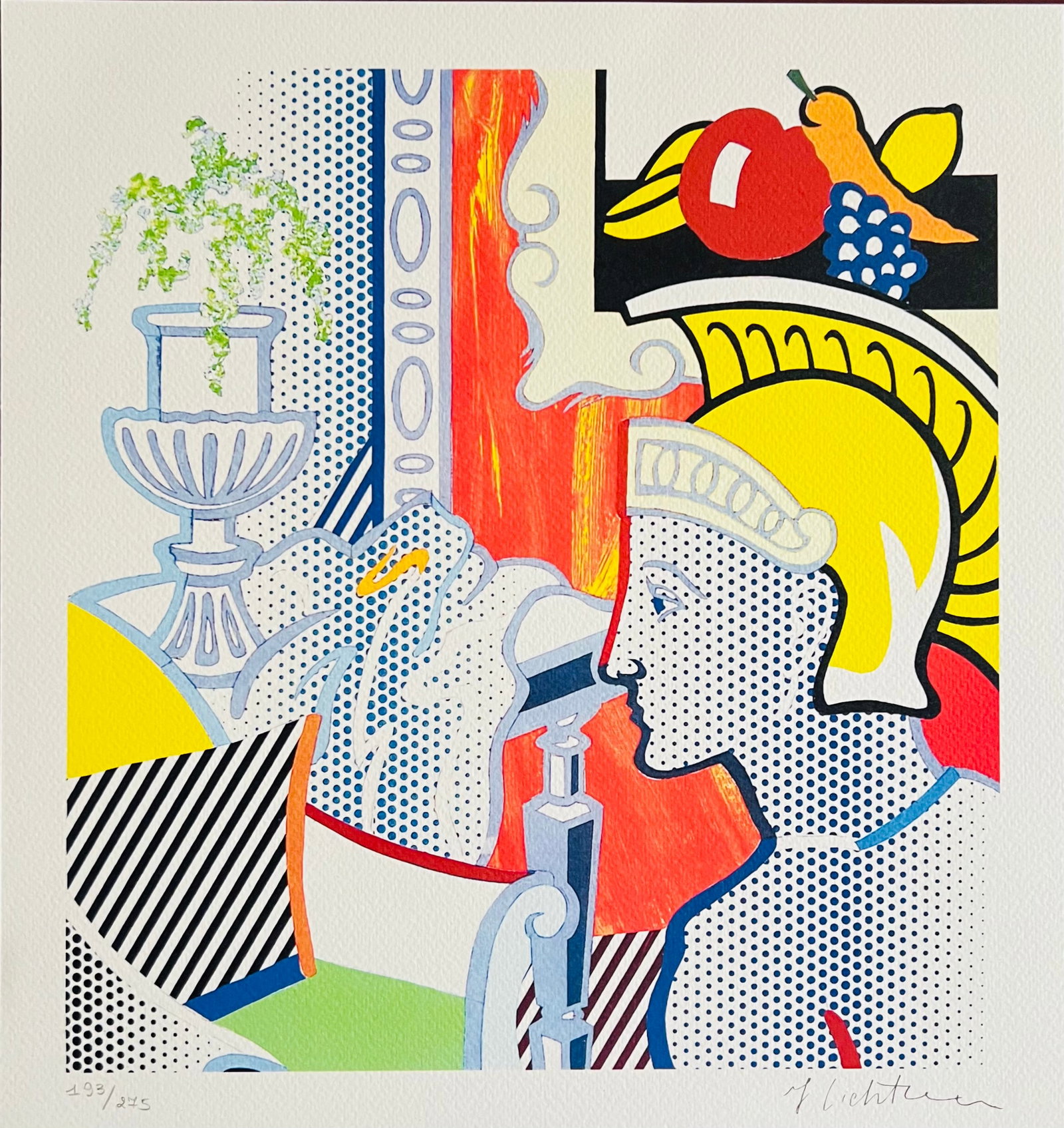Roy Lichtenstein - Interior with Ajax: Roy Lichtenstein "Interior with Ajax" Chromolitograph after an original work. Print-signed lower right. Numbered lower left. Excellent conditions. Shipped with care in solid tube, fast shipping in