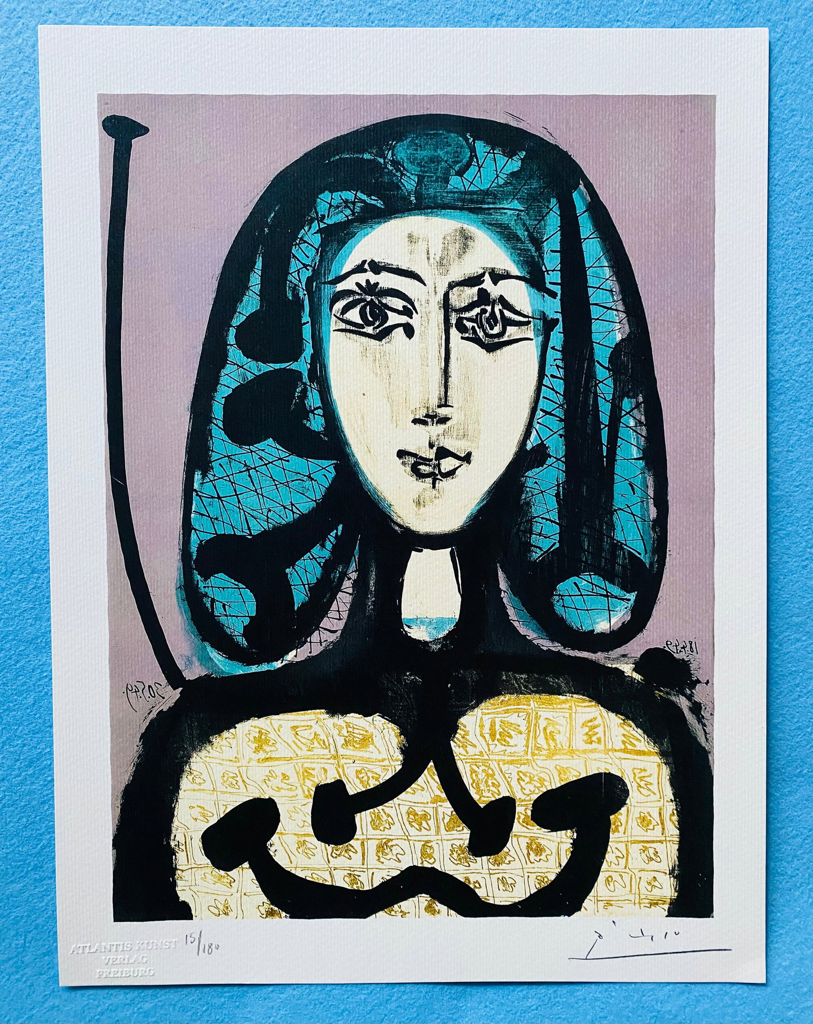 Pablo Picasso - Portrait of a Girl: Pablo Picasso "Portrait of a Girl" Chromolitograph after an original work. Print-signed lower right. Numbered lower left. Excellent conditions. Shipped with care in solid tube, fast shipping in 3-4