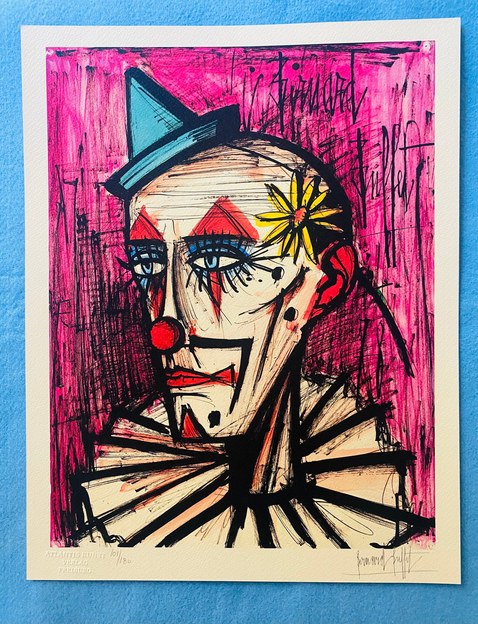 Bernard Buffet - Clown: Bernard Buffet "Clown" Chromolitograph after an original work. Print-signed lower right. Numbered lower left. Excellent conditions. Shipped with care in solid tube, fast shipping in 3-4 days all over 