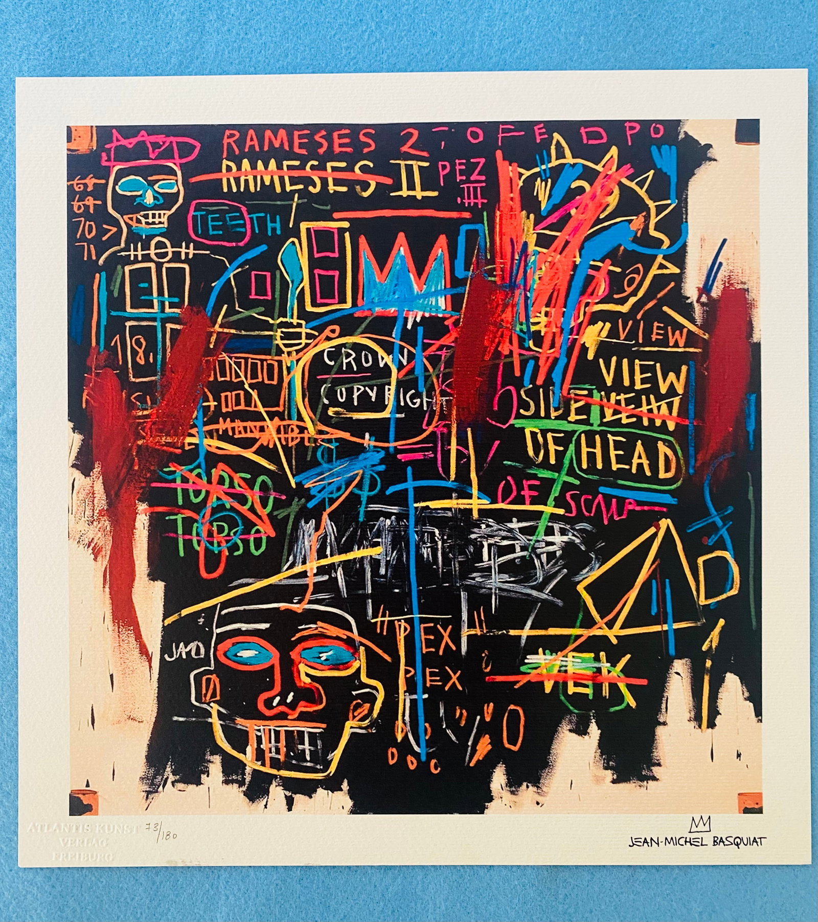 Jean-Michel Basquiat - King of Egypt: Jean-Michel Basquiat "King of Egypt" Chromolitograph after an original work. Print-signed lower right. Numbered lower left. Excellent conditions. Shipped with care in solid tube, fast shipping in 3-4 