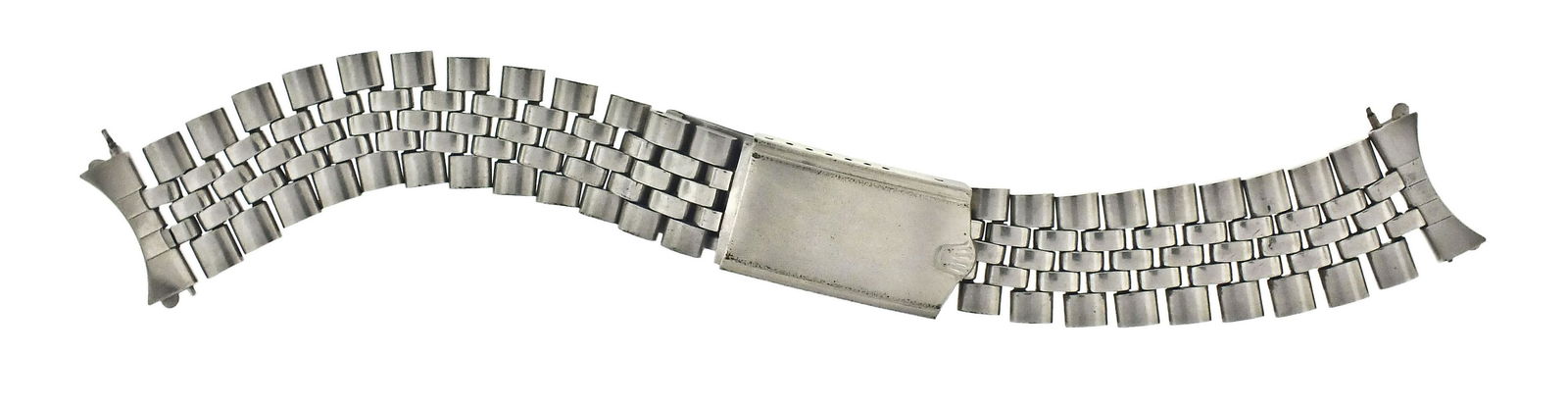Rolex U.S.A. stainless steel oval link Jubilee bracelet: Rolex U.S.A., a stainless steel, oval link Jubilee bracelet with 574 ends and signed deployant clasp, 7" end to end, 18mm wide