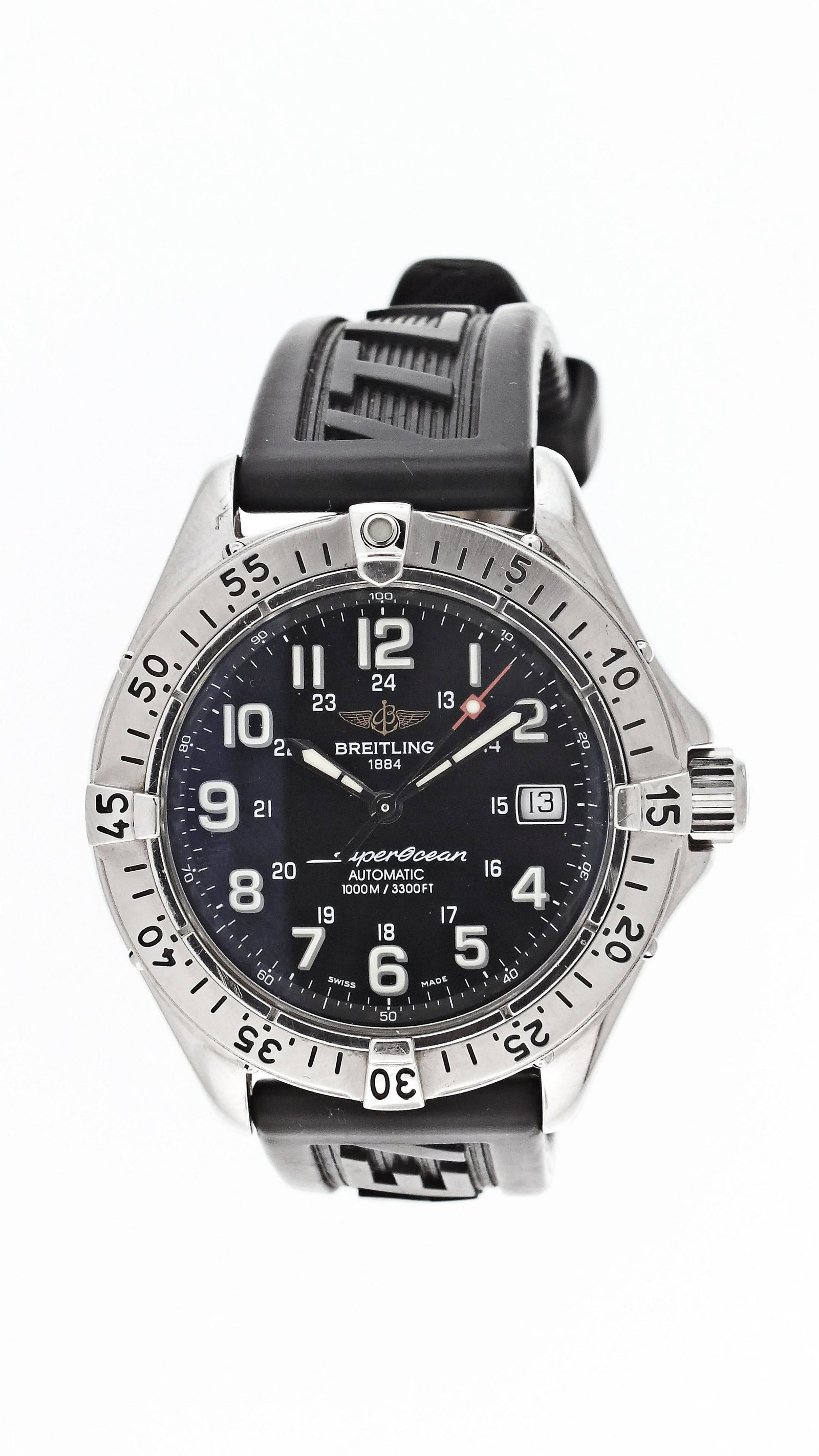 Breitling ref. A17340 Super Ocean Automatic divers: Breitling, Switzerland, a ref. A17340 "Super Ocean" divers watch, 25 jewels, automatic winding, rhodium plated ETA cal. 2824-2 movement with lever escapement in a round, stainless steel case with unid