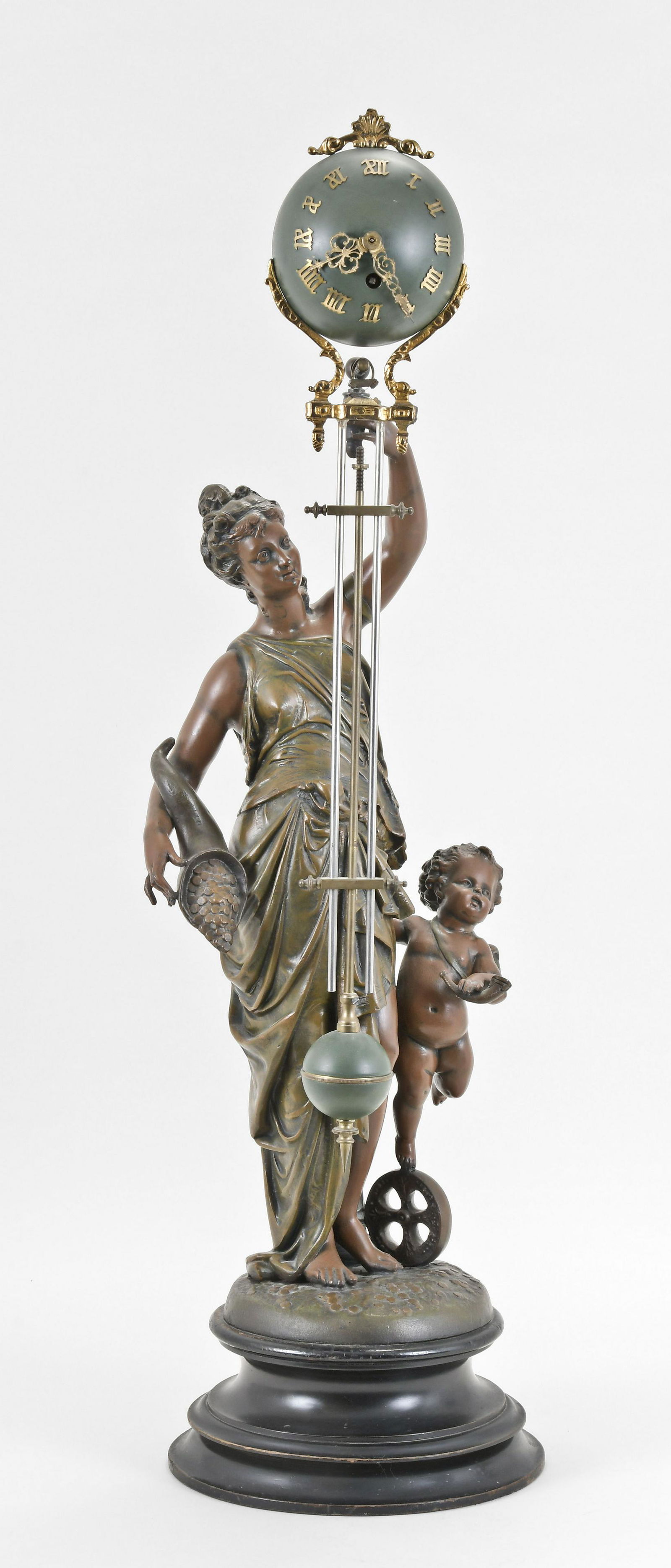 A late 19th century French figural swinging clock (1 of 7)