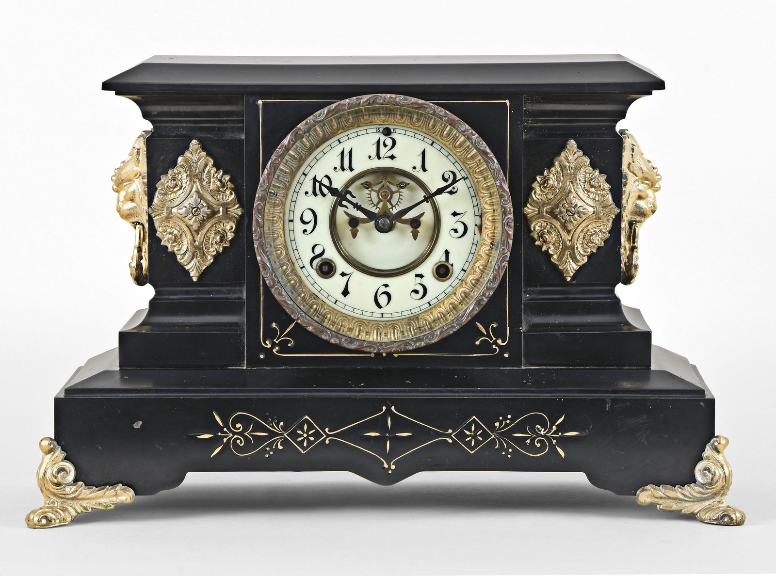 Ansonia Clock Co. Palermo black mantel clock (1 of 6)