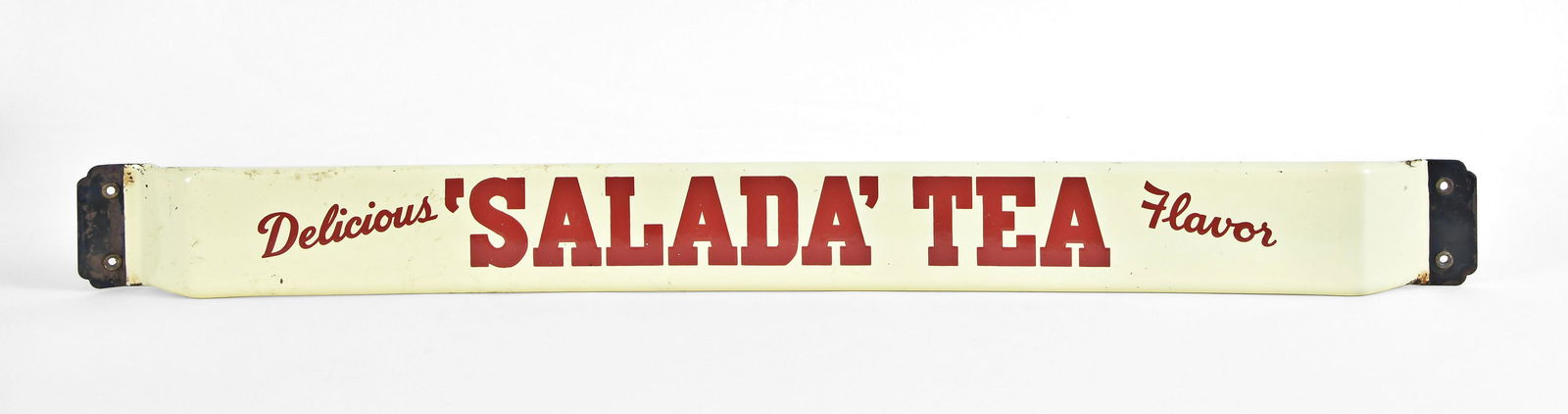 A mid 20th century enameled steel Salada Tea door push (1 of 3)