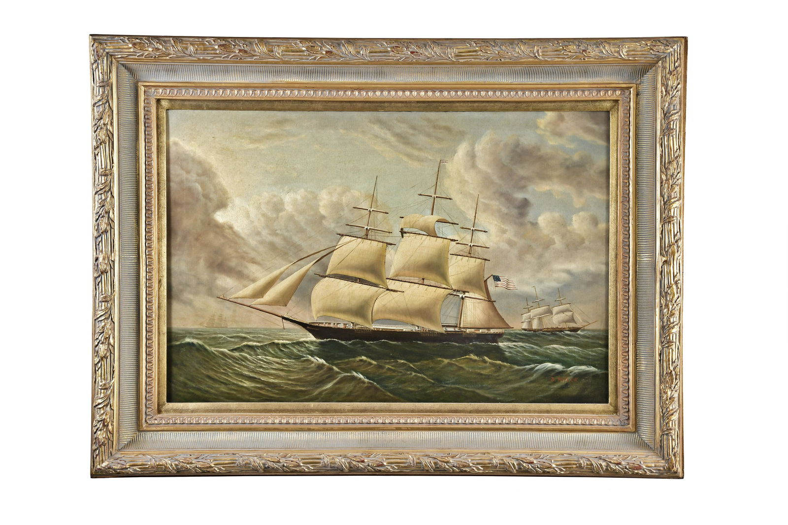 Lot of two large 19th century style oil on canvas (1 of 7)