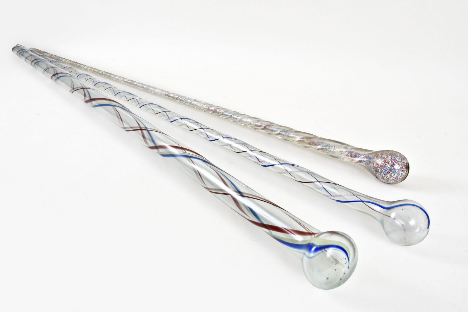 Lot of two end of the day glass parade staffs with red (1 of 5)