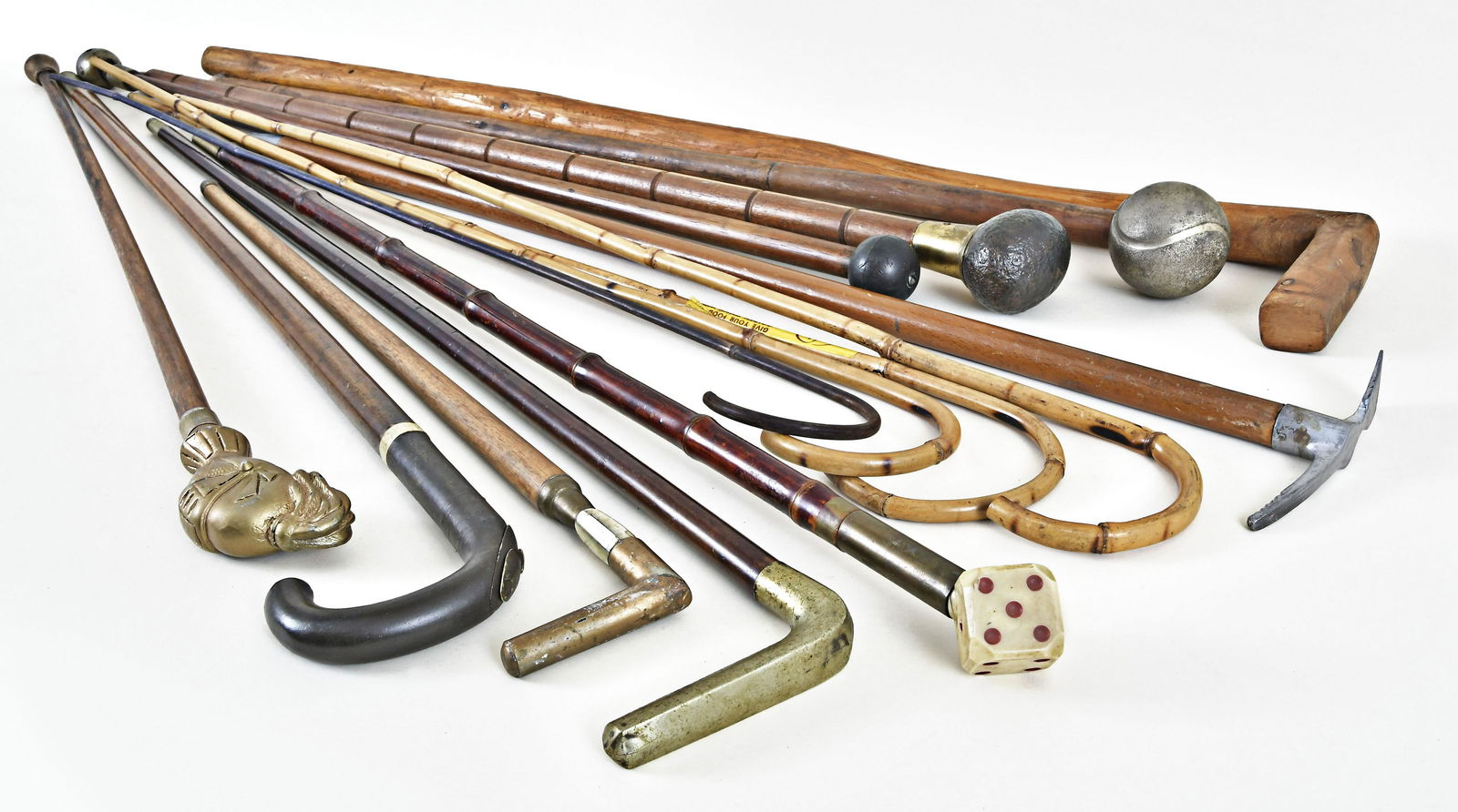 Lot of fourteen canes and walking sticks including a (1 of 4)