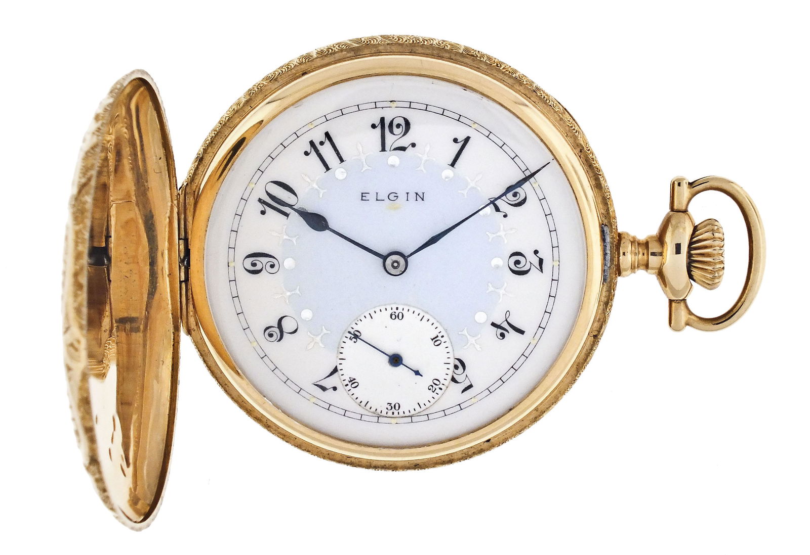 A 16 size Elgin pocket watch with decorative gold (1 of 10)