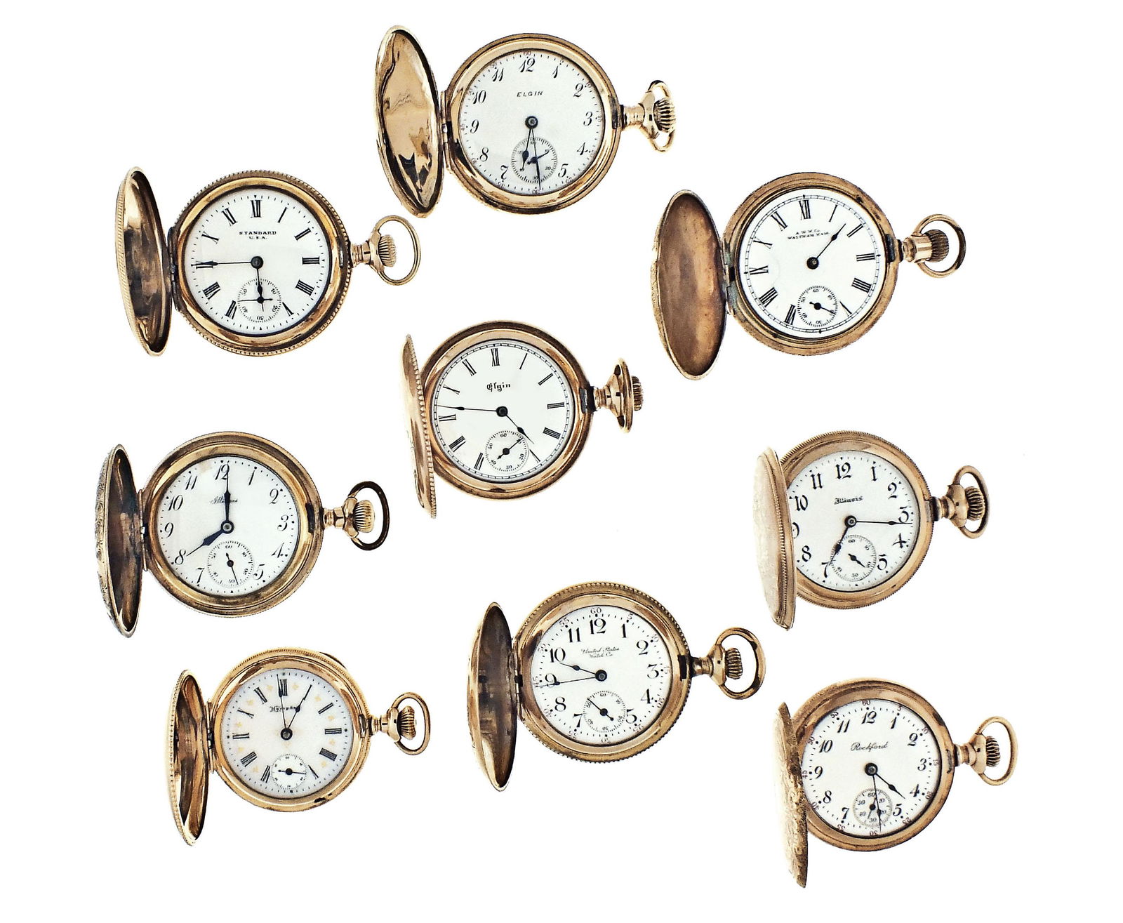 Lot of nine American pocket watches (1 of 2)