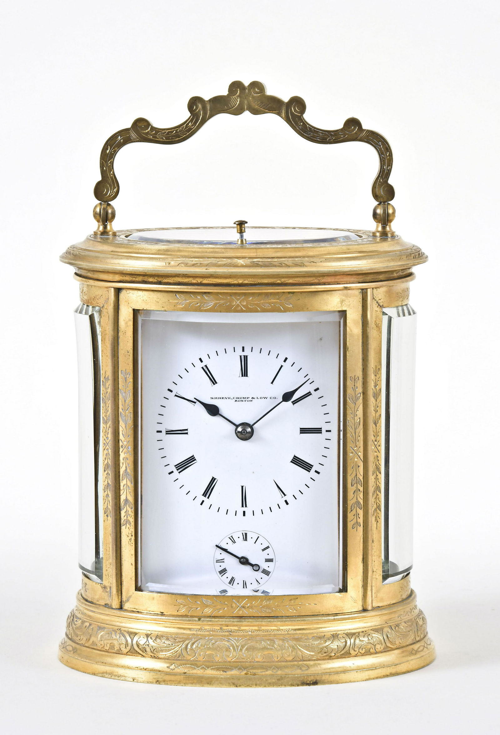 A French engraved oval carriage clock with grand (1 of 7)