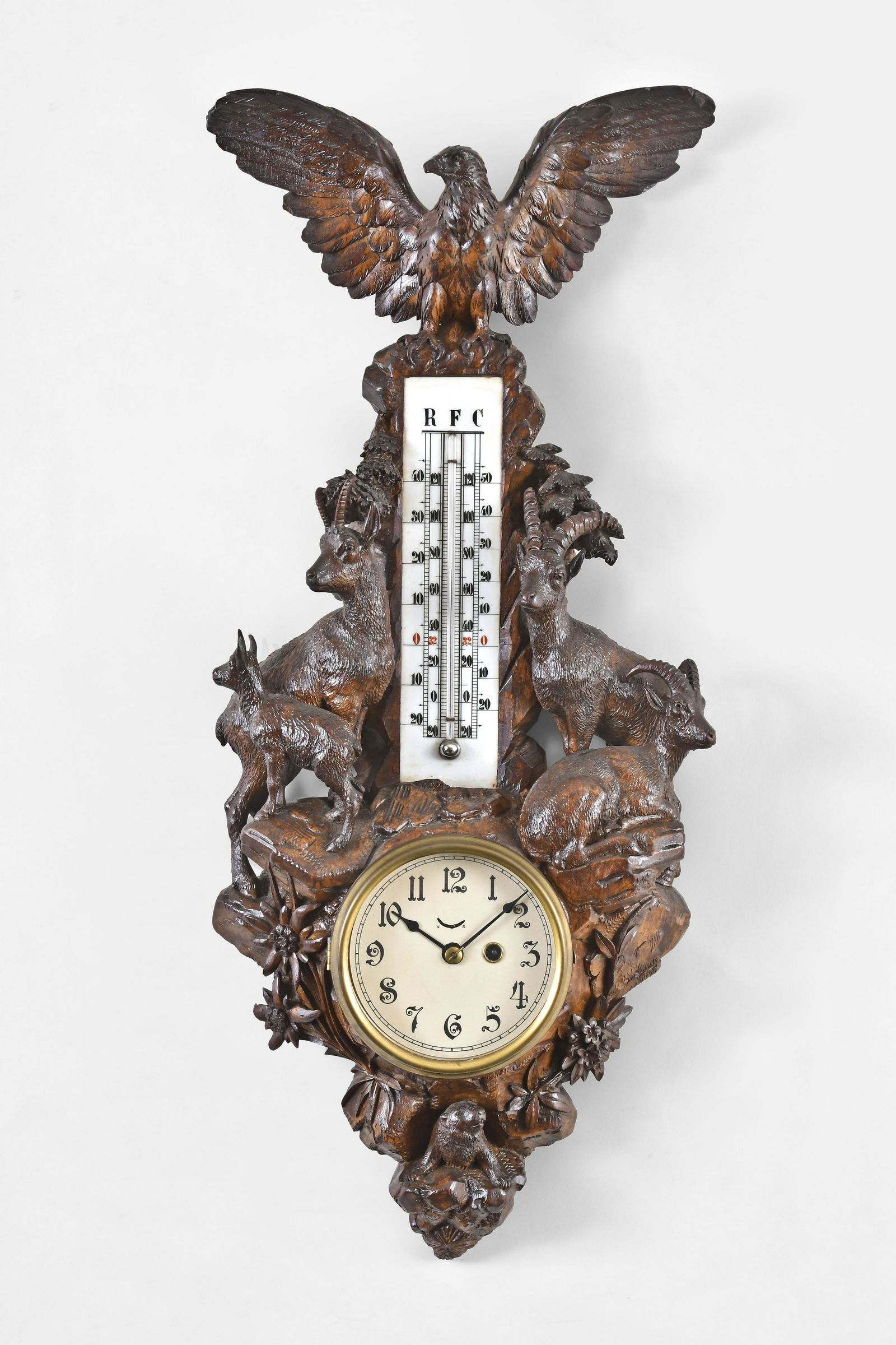 German Black Forest carved wall barometer (1 of 7)