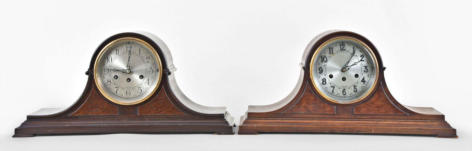Two Herschede Hall Clock Co. tambour mantel clocks (1 of 4)