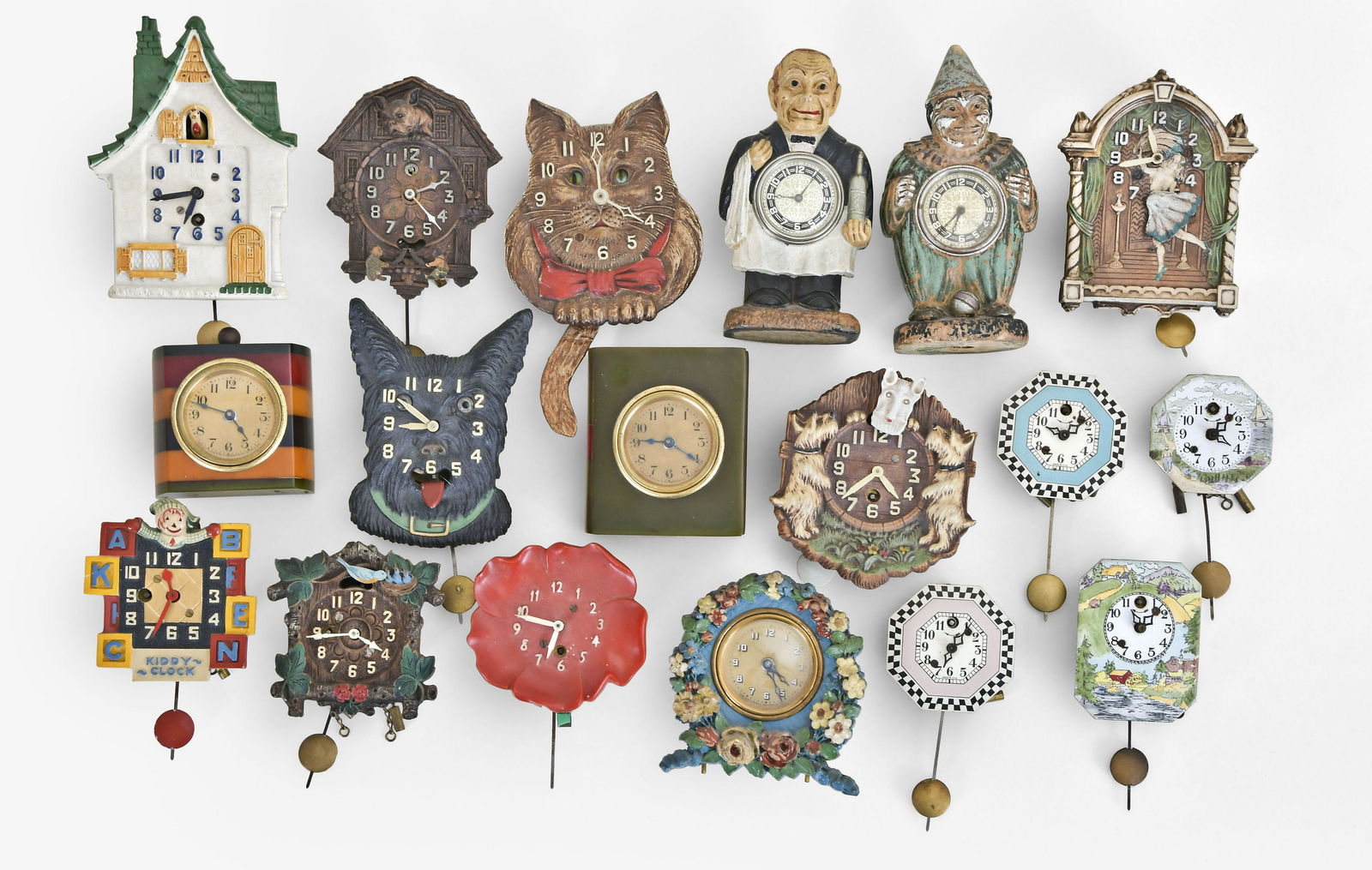 Eighteen Lux and Keebler novelty pendulette clocks (1 of 1)
