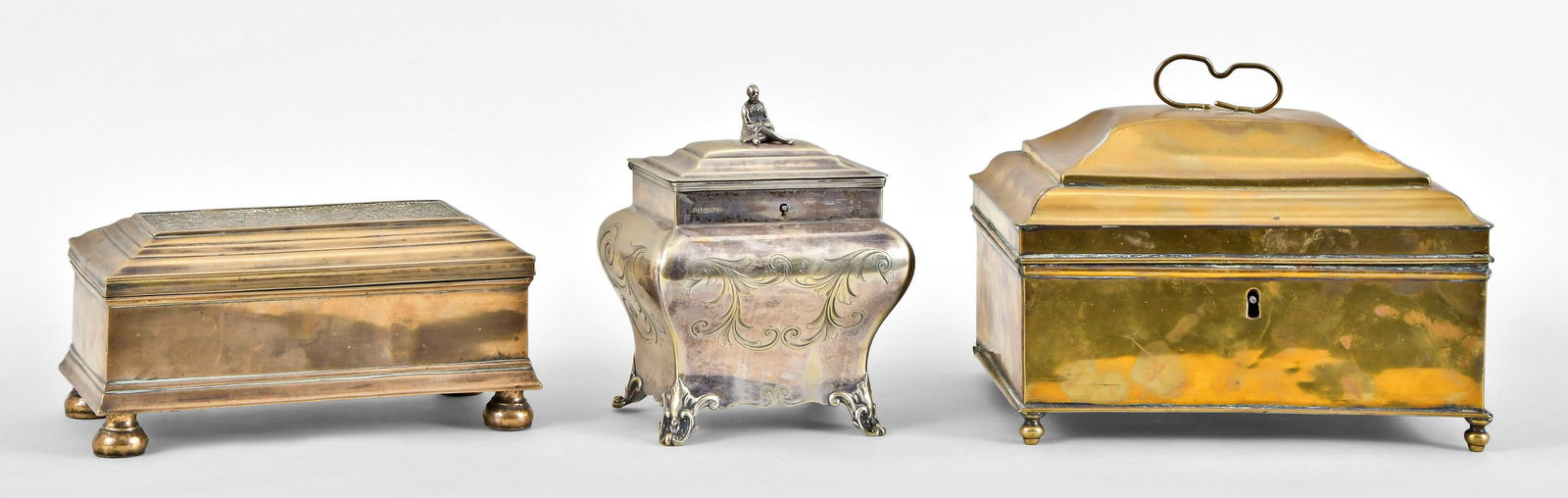 Lot of three decorative metal boxes including two tea (1 of 5)