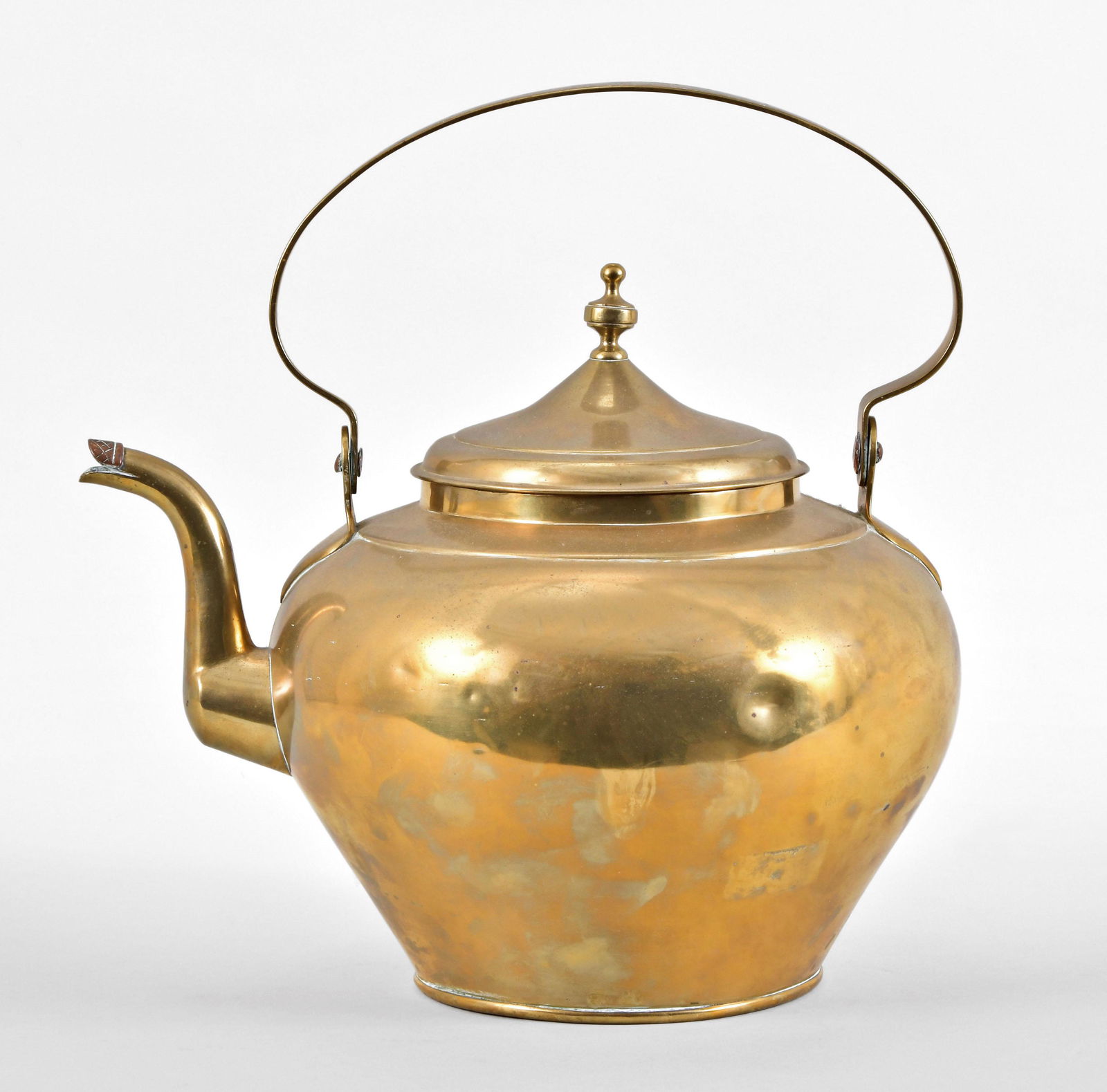 A 19th century European brass kettle with dated handle (1 of 5)