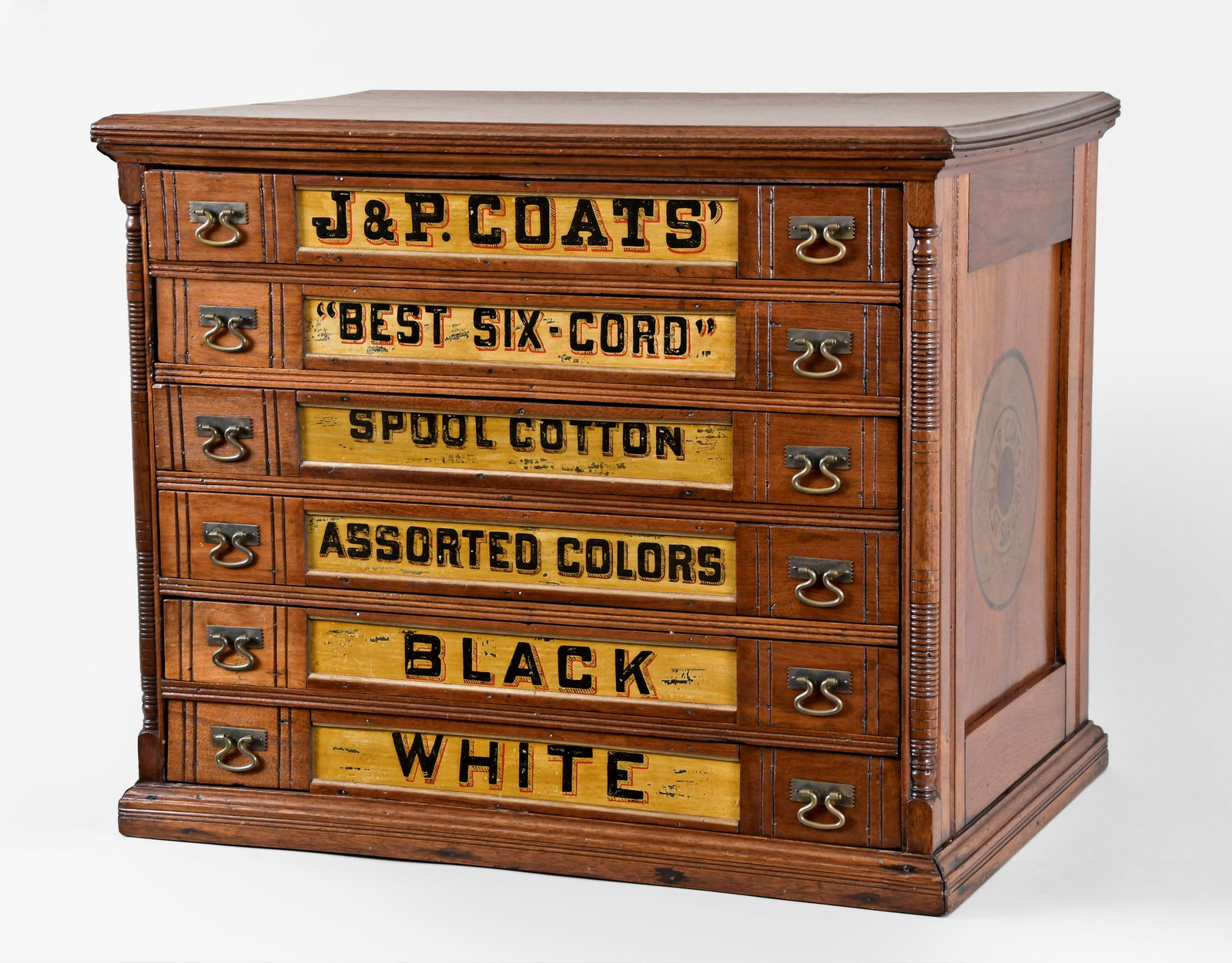 J. & P. Coats Six Drawer Walnut Spool Cabinet (1 of 7)