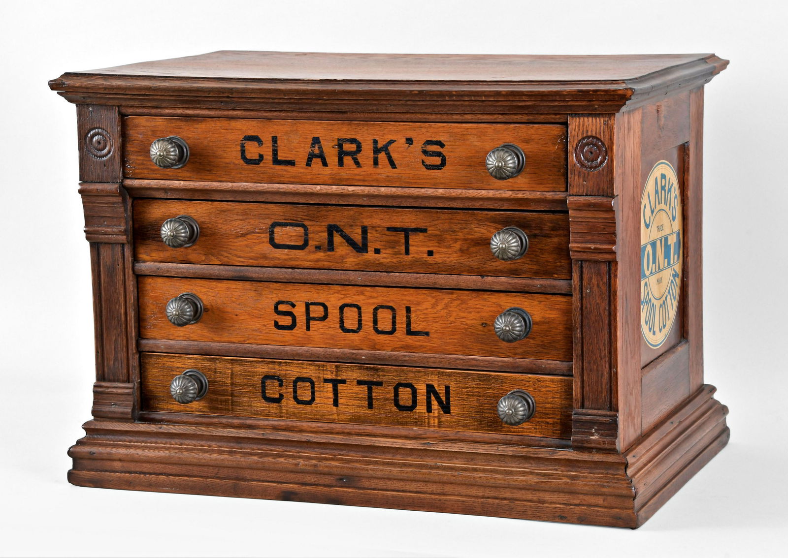 Clark's Four Drawer Oak Spool Cabinet (1 of 7)