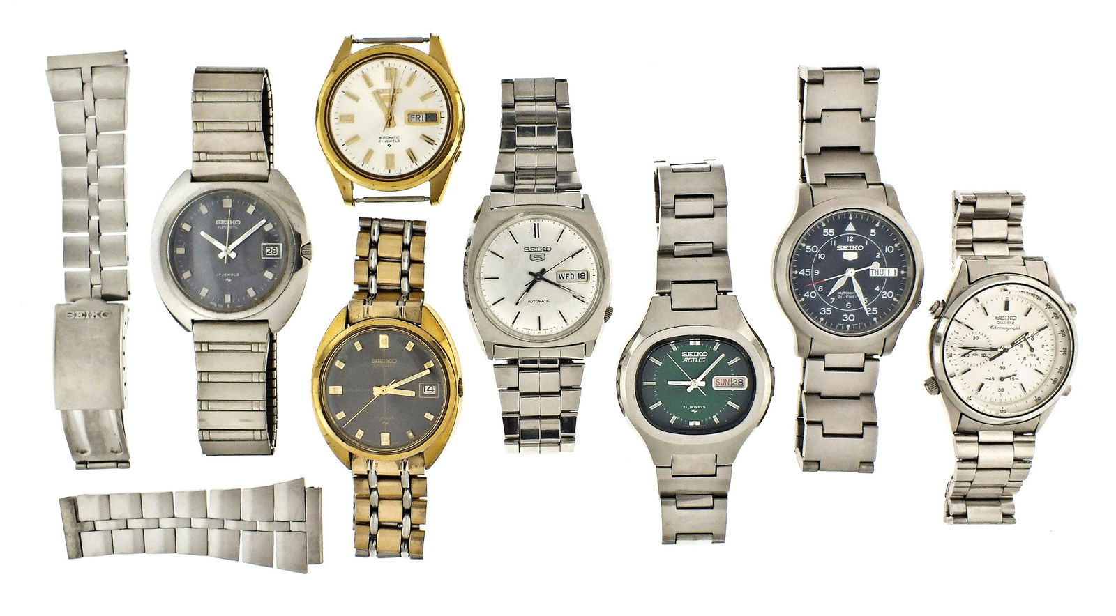 A lot of six vintage Seiko wrist watches (1 of 8)