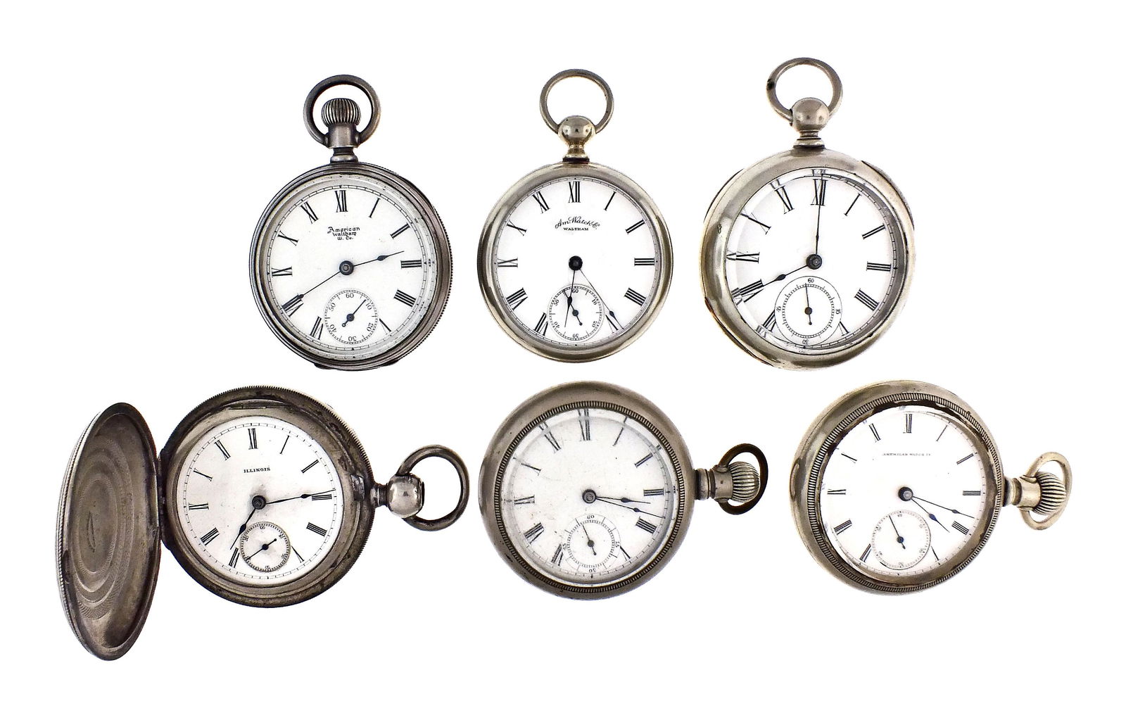 A lot of six 18 size Waltham and Illinois pocket (1 of 2)