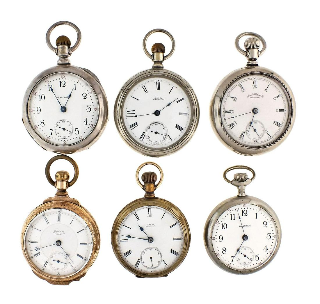 A lot of six 18 size Waltham pocket watches (1 of 2)
