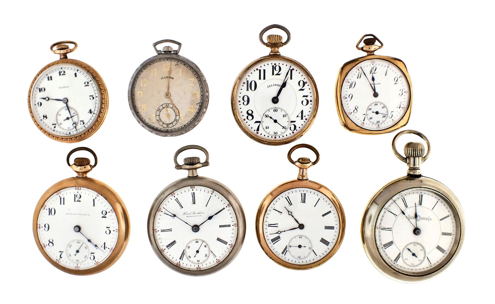 A lot of eight Illinois pocket watches (1 of 2)
