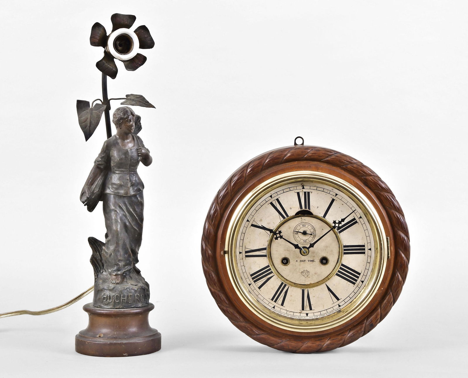 Ansonia Cable wall clock and a French electric figural (1 of 4)