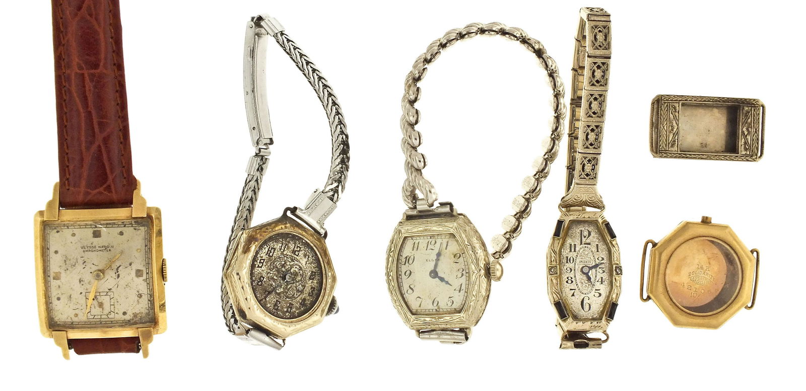 A lot of fourteen karat gold wrist watches and cases (1 of 2)