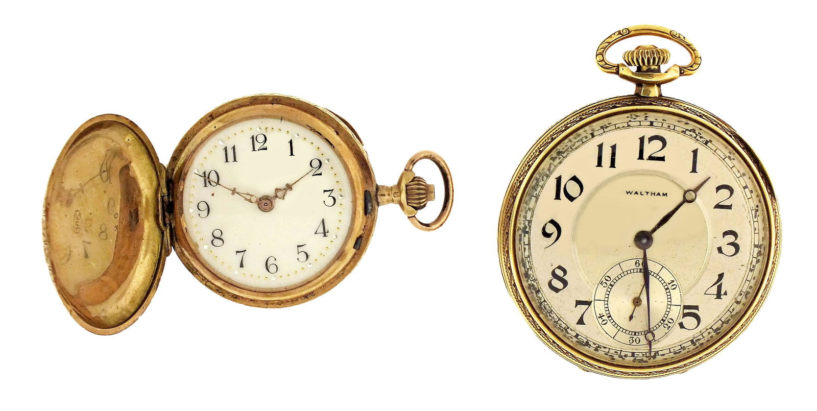 A lot of two gold pocket watches (1 of 4)